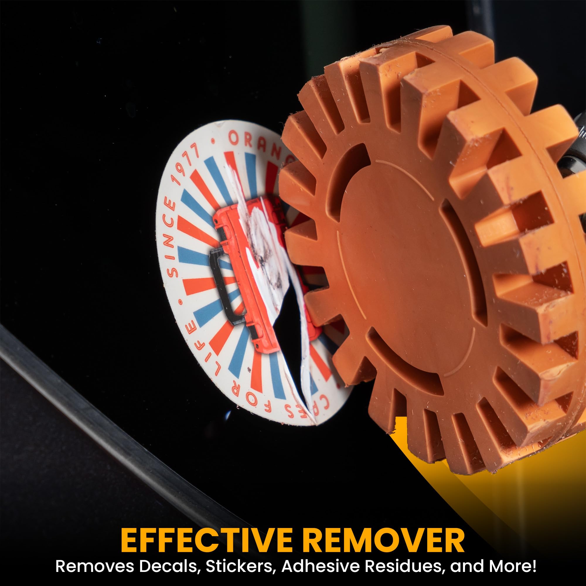 Glue Gone Rubber Eraser Wheel Decal Remover - Quick, Efficient, Reliable Tool for Removing Decals, Stickers, and Adhesives from