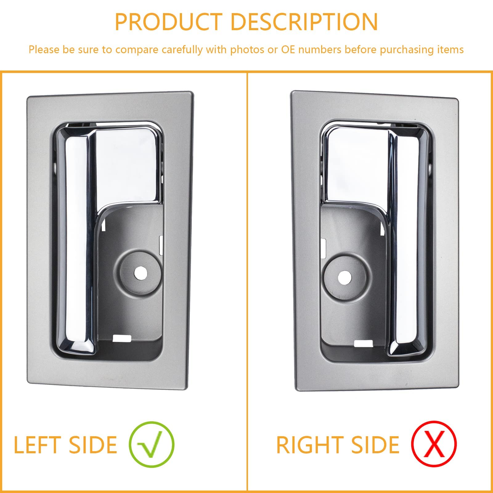 RLB-HILON Interior Door Handle Compatible with Ford F150 2009 to 2014 Year Front or Rear Left Driver Side Door, Chrome Lever Gra
