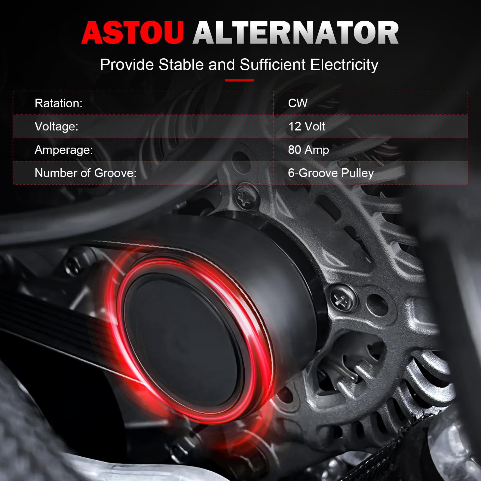 ASTOU New Alternator Stable High Output Compatible 1.8L 2003-2008 for Toyota for Pontiac for Corolla/Vibe/Matrix Alternator Rebu