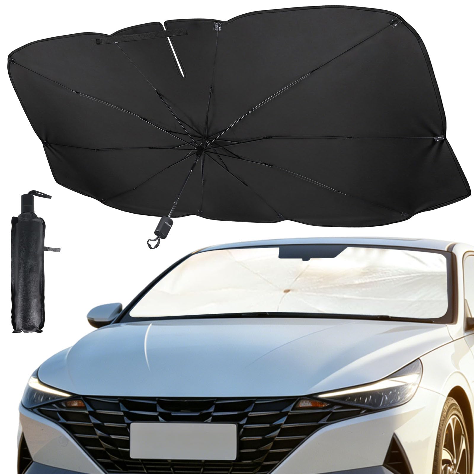 Upgrade Windshield Sun Shade Umbrella, Foldable Car Sun Shade Windshield, Block Sunlight and Heat, Keeping Interior Cool, Protec