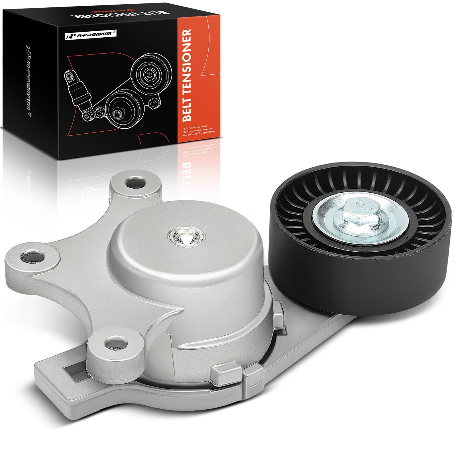 A-Premium Belt Tensioner Assembly With Pulley Compatible With Ford Explorer Edge Flex Fusion Taurus & Lincoln Mks Mkt Mkx Mkz & Mazda 6 Cx-9 & Mercury Sable, Replace# Bt4E6B209Cc, 7T4E6B209Ec