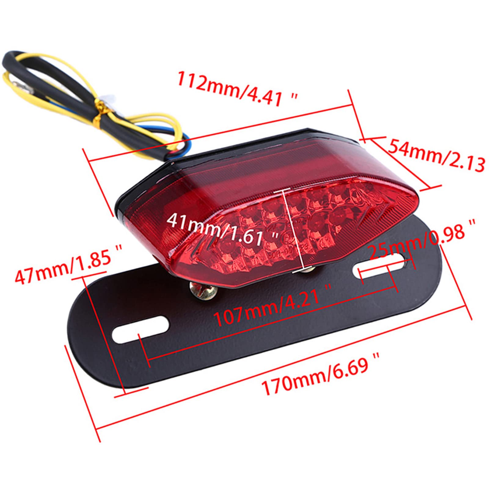Anki Happigo 12V 16 Led Universal Motorcycle Integrated Brake Tail Running Light Turn Signla License Plate Lamp (Red Cover)