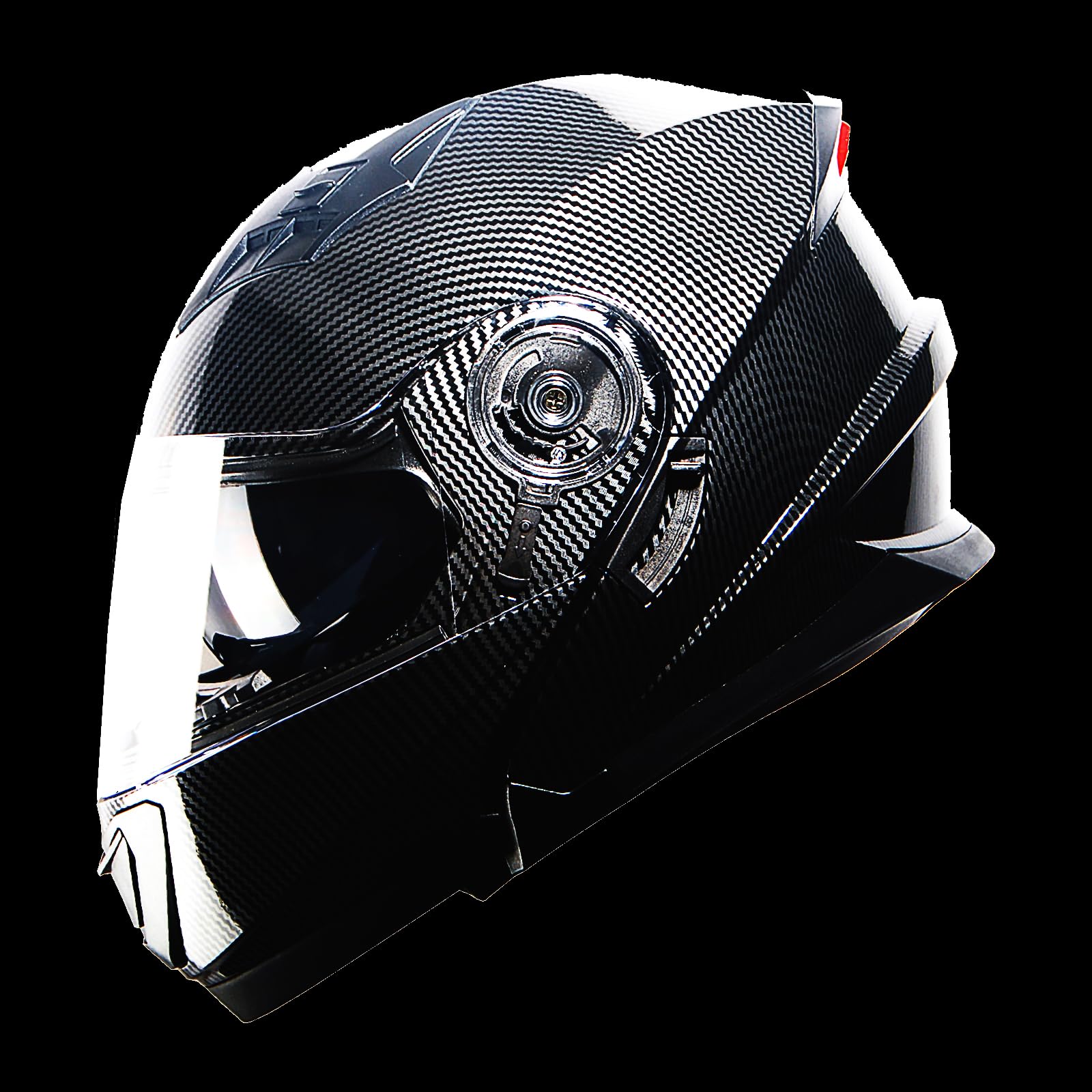 1Storm New Motorcycle Bike Modular Full Face Helmet Dual Visor Sun Shield: Carbon Fiber Black