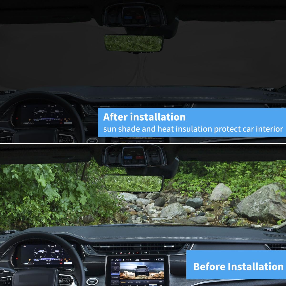 Windshield Sun Shade Window Sunshade Custom Fit 2021-2011 Jeep Grand Cherokee Accessories (Not For Grand Cherokee L& Jeep Cherok