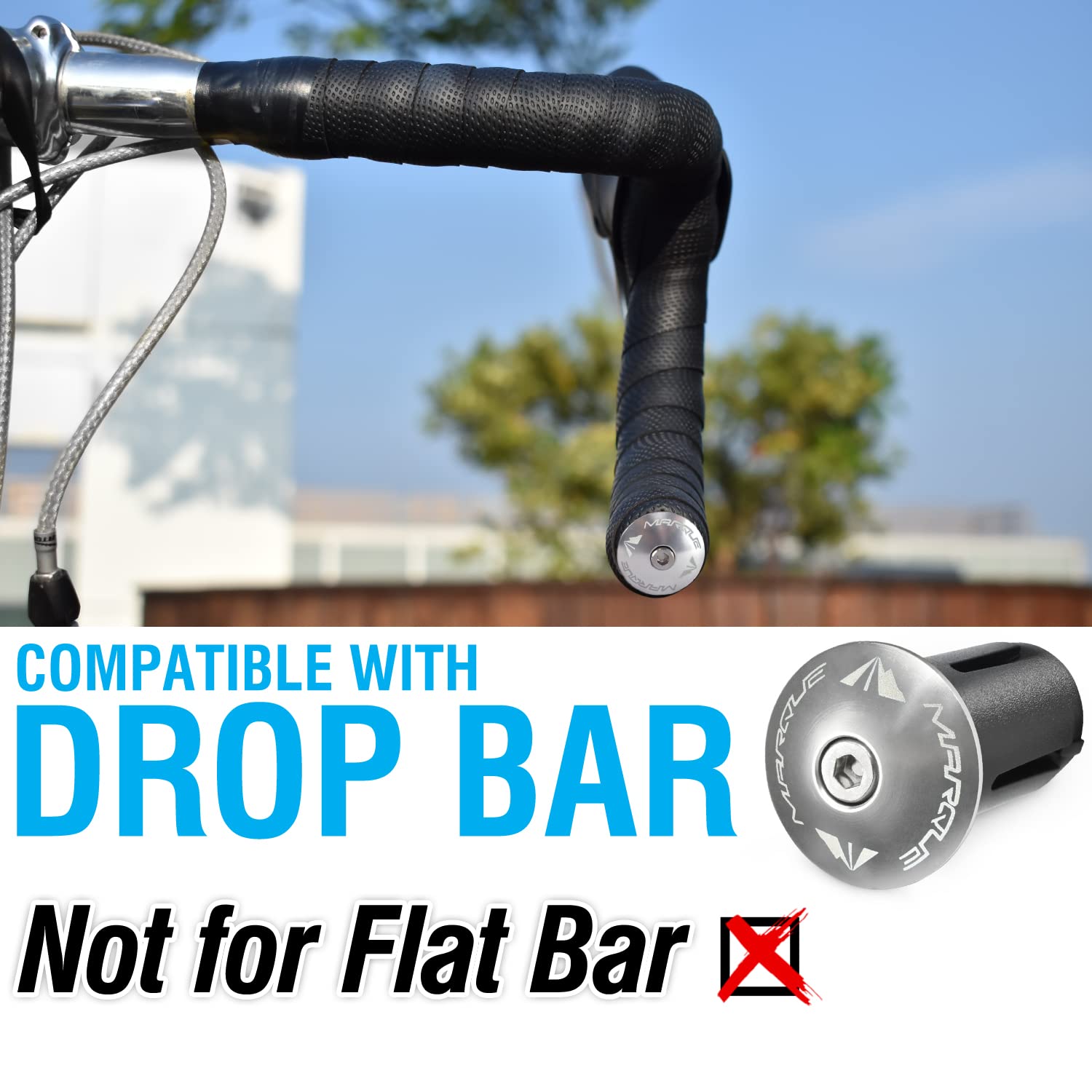 Marque Alloy Enz Handle Bar End Plugs - 2Pcs Per Set (Silver)