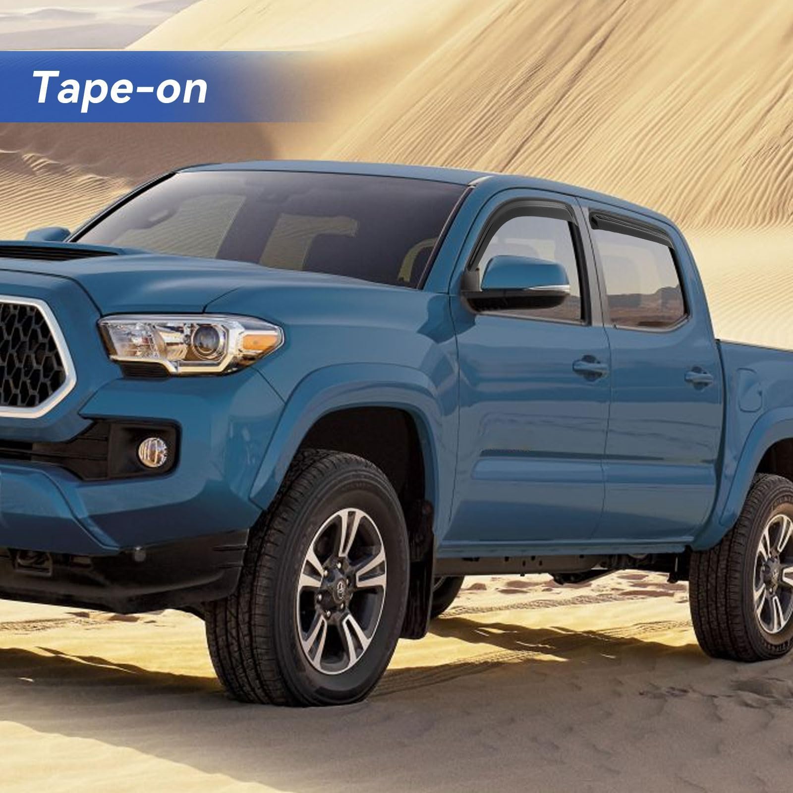 Window Visors Rain Guards For Toyota Tacoma 2005-2023 Double Cab/Full-Size Cab, Out-Channel Window Vent Wind Deflectors Visors S