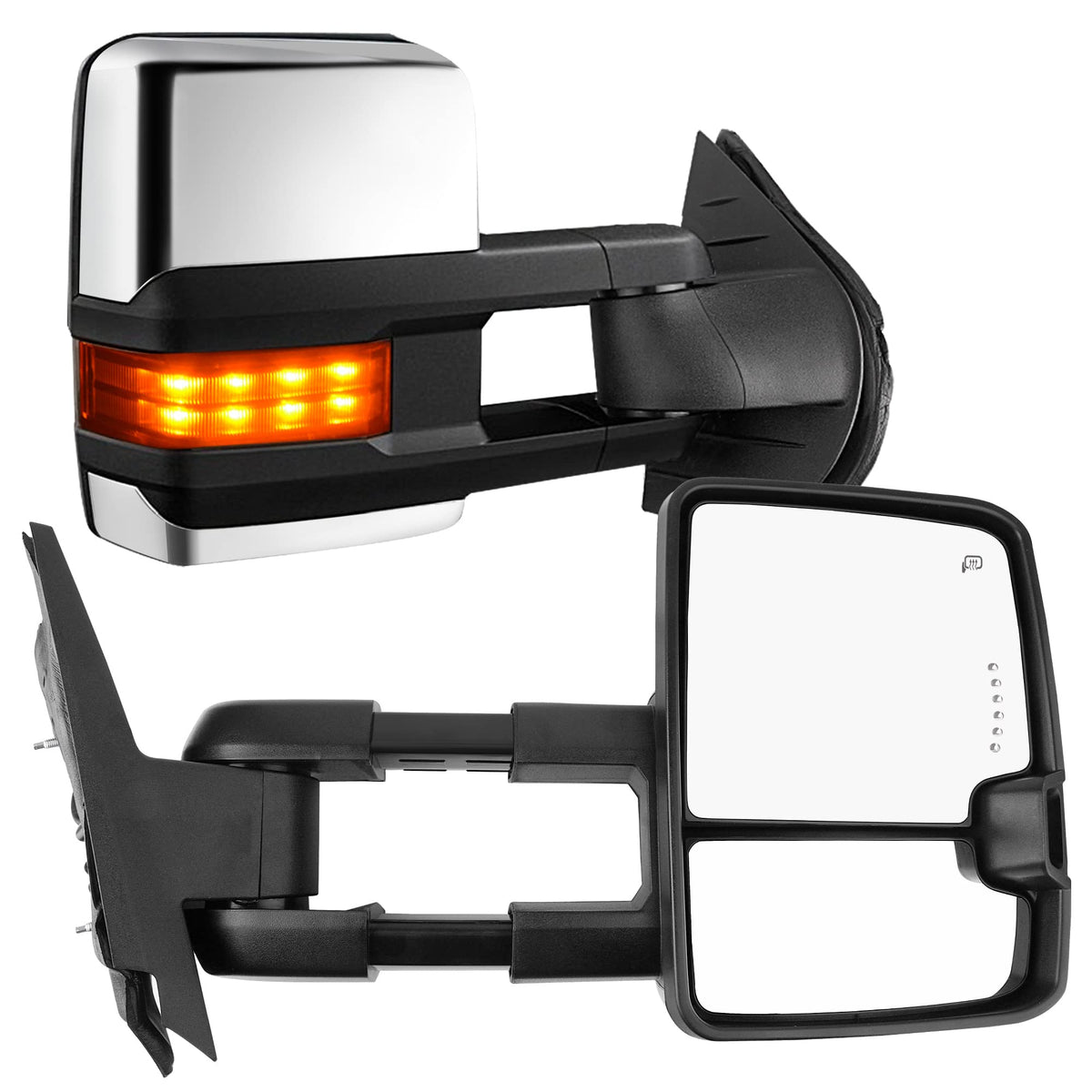 Yitamotor Towing Mirrors Compatible With Chevy Gmc, Power Heated Led Arrow Signal Light Reverse Lights, Replacement For Silverad