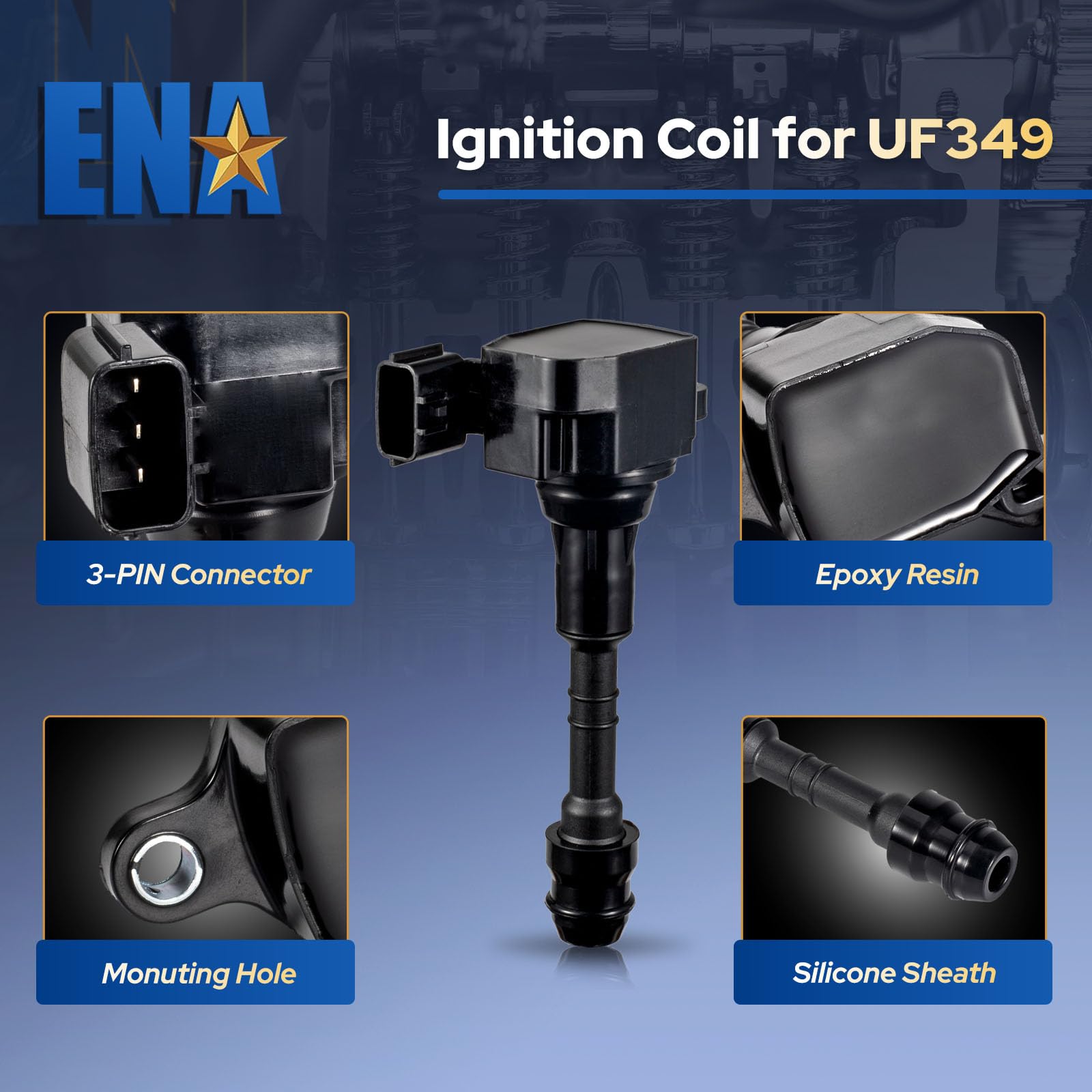 Ena Set Of 6 Ignition Coil And Iridium Spark Plug Compatible With Nissan Infiniti Frontier Nv1500 Nv2500 Nv3500 Xterra Pathfinde