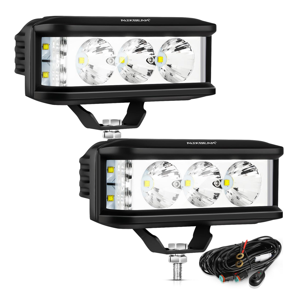 Auxbeam 5In 68W Offroad Driving Lights, 6800Lm Side Shooter Led Light Bar With White Spot Flood Combo Beam, Waterproof Offroad F