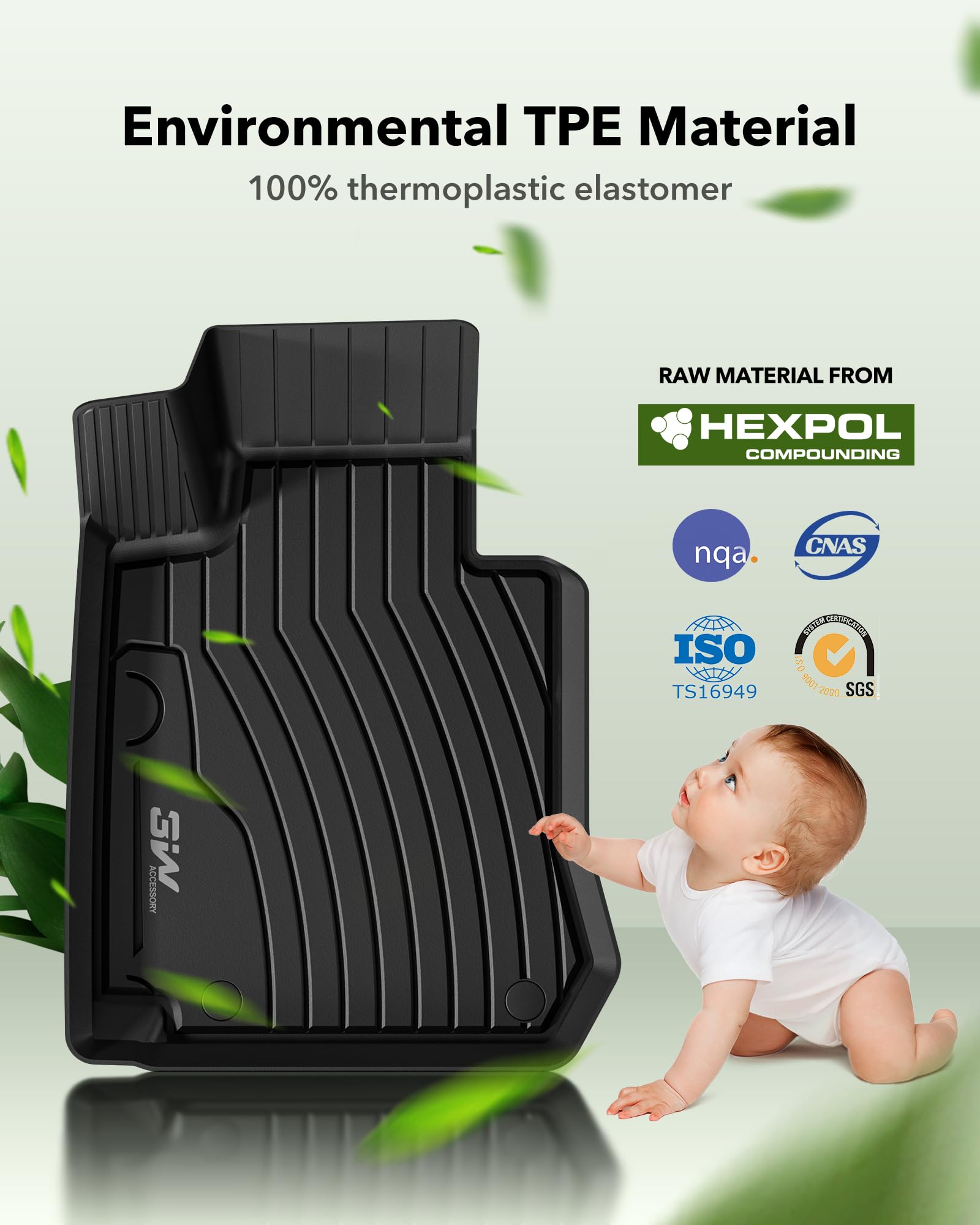 3W Floor Mats Compatible For Benz Glc 2016-2022 Tpe All Weather Custom Fit Floor Liner For Benz Glc 1St 2Nd Row Full Set Car Mat