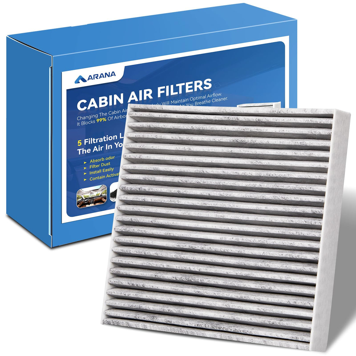 Arana 1 Pack Cf11671 Cabin Air Filter With Coconut Shell Activated Carbon, Cp671 Compatible With Ram 1500 2500 3500 2016-2024, Ram 4500 5500 2016-2023, Mazda Cx-7 2007-2012
