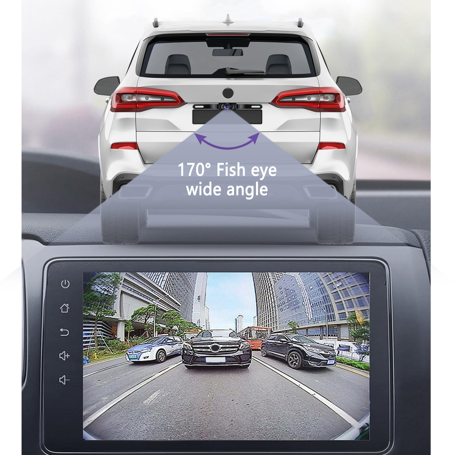 Backup Camera For Car With 8 Led - [Hd Night Vision] [Ip69 Waterproof] License Plate Camera For Safe Reverse - 170 Wide Angle Re