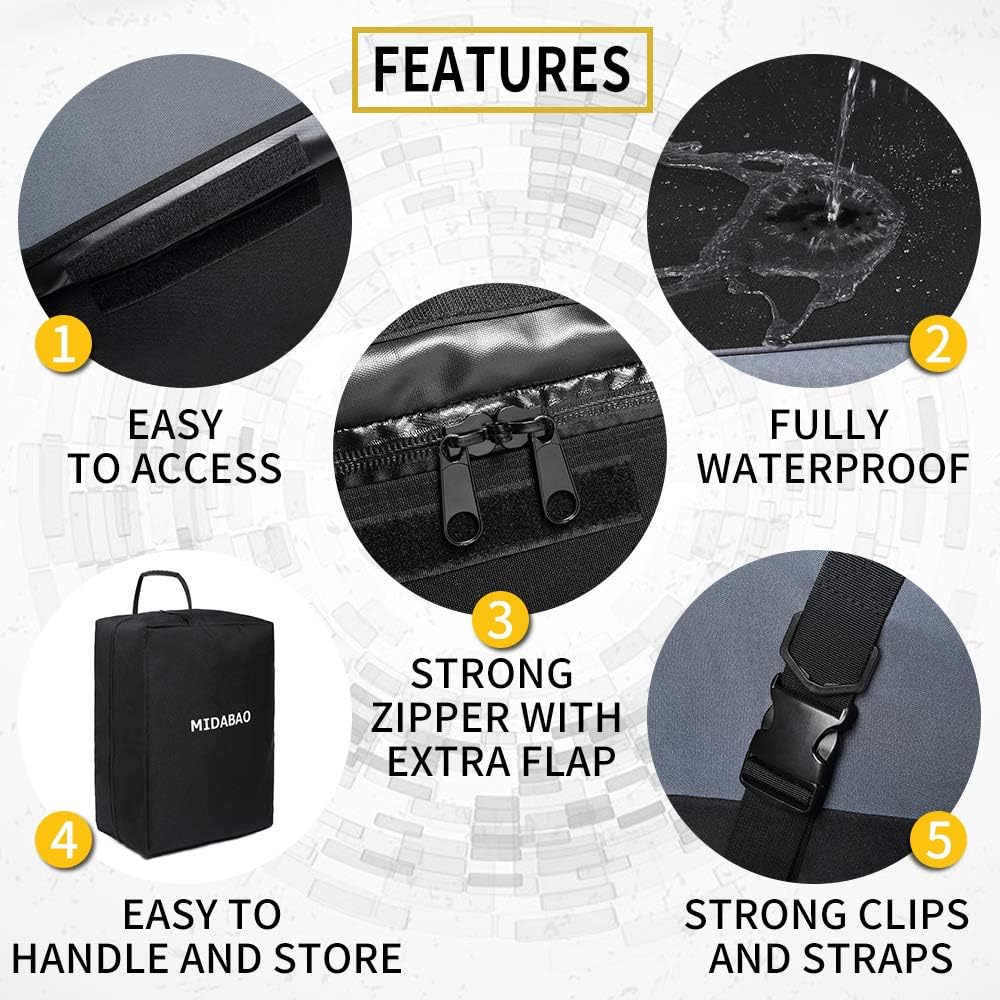 Midabao 20 Cubic Waterproof Duty Car Roof Top Carrier-Car Cargo Roof Bag Car Roof Top Carrier - Waterproof & Coated Zippers- Includes Anti-Slip Mat- For Cars With Or Without Racks (20 Cubic Feet)
