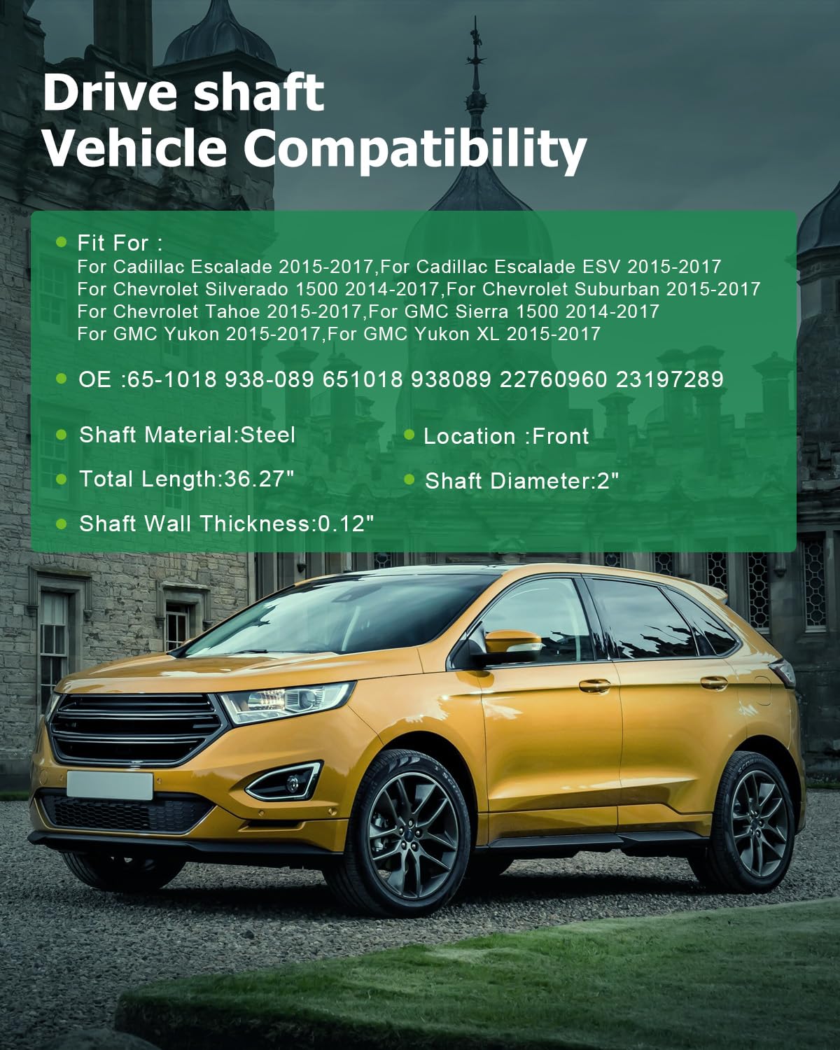 SCITOO?36.27''?Steel Front Driveshaft Assembly Drive Shaft Prop Shaft For Cadillac Escalade ESV For Chevrolet Silverado 1500 Sub