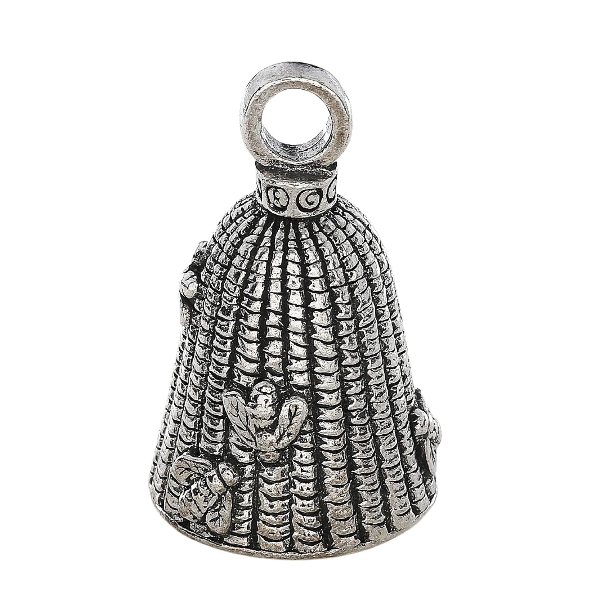 Guardian Bell Bee Skep Good Luck Bell W/Keyring & Black Velvet Gift Bag | Motorcycle Bell | Lead-Free Pewter | Good Luck Gift To Friends & Family | Bike Bell | Made In Usa