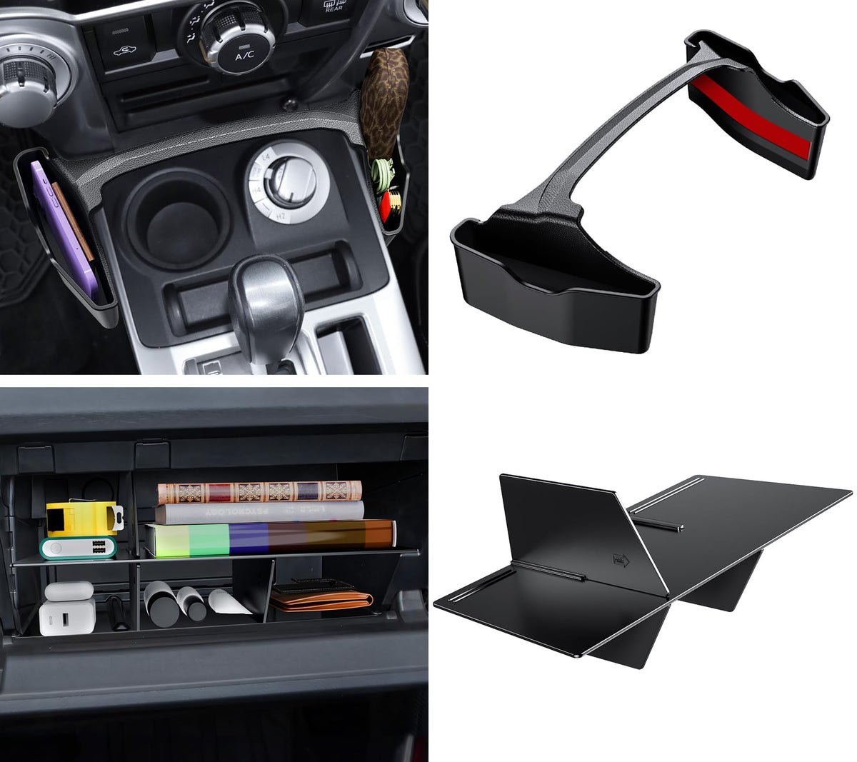 Sinvanho 2Pcs Glove Box Organizer Divider For Toyota 4Runner 2024 2023 2022 2010-2021, Center Console Gear Shifter Organizer Ins