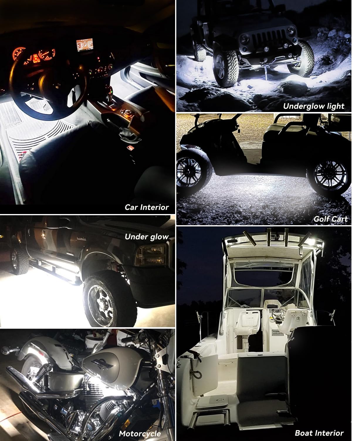 Keiurot 12V Led Light Strip 32Cm Waterproof White Led Strip Lights For Cars Motorcycles Golf Cart Interior & Exterior Marine Boa