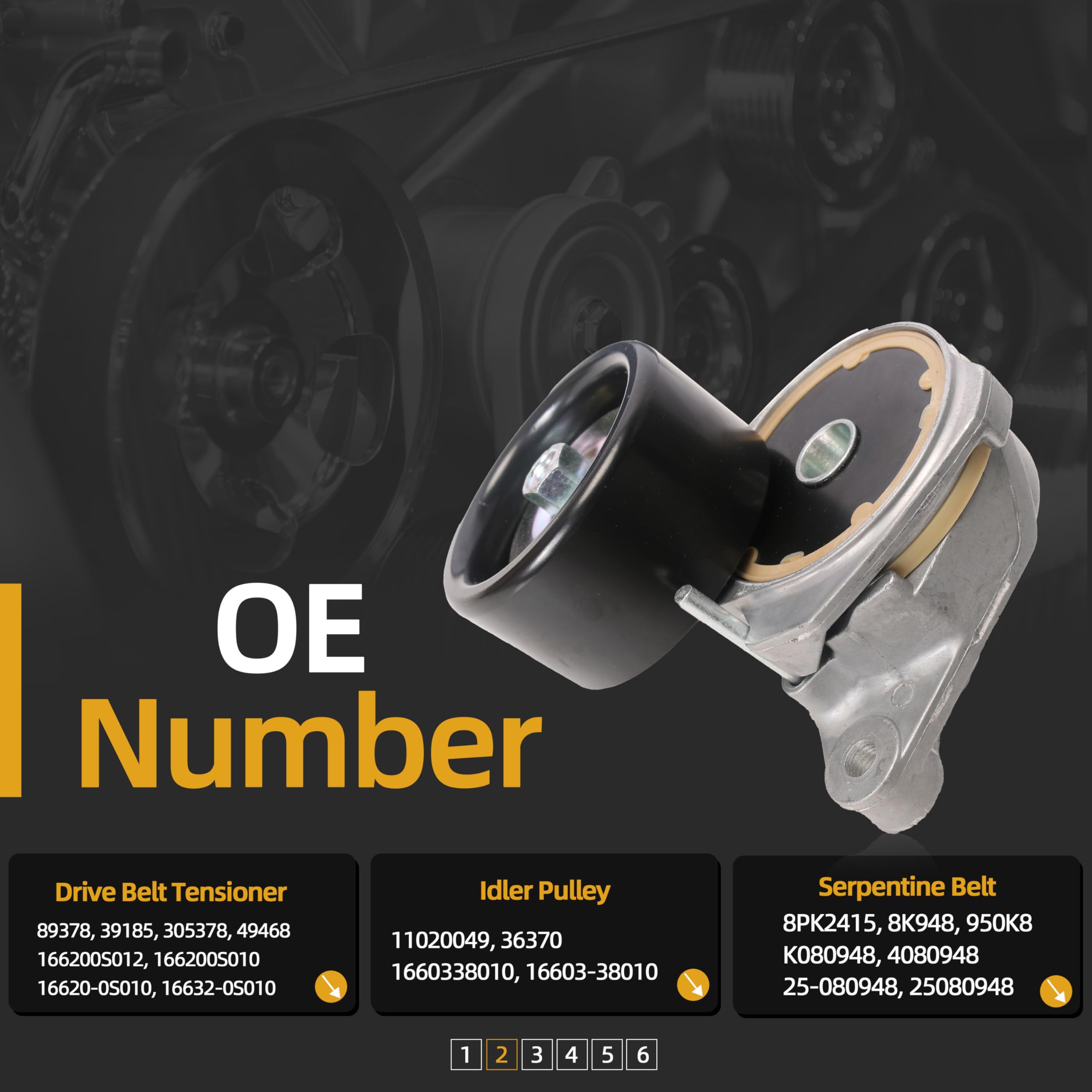 89378 Serpentine Drive Belt Tensioner Kit for Toyota Land Cruiser/Sequoia/Tundra V8 4.6L/5.7L, for Lexus GX460/LX570, Drive Belt