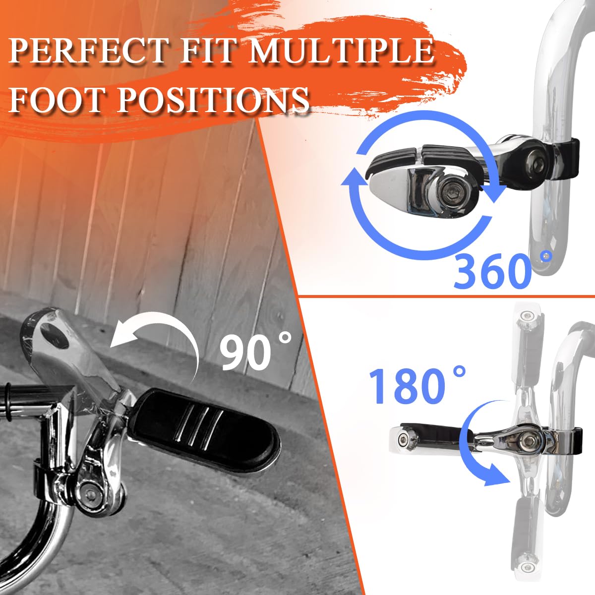 FOVPLUE 1.25'' Highway Footpegs, Short Angled Adjustable Highway Pegs w/Mounts for Harley Touring Street Glide Electra Glide Roa