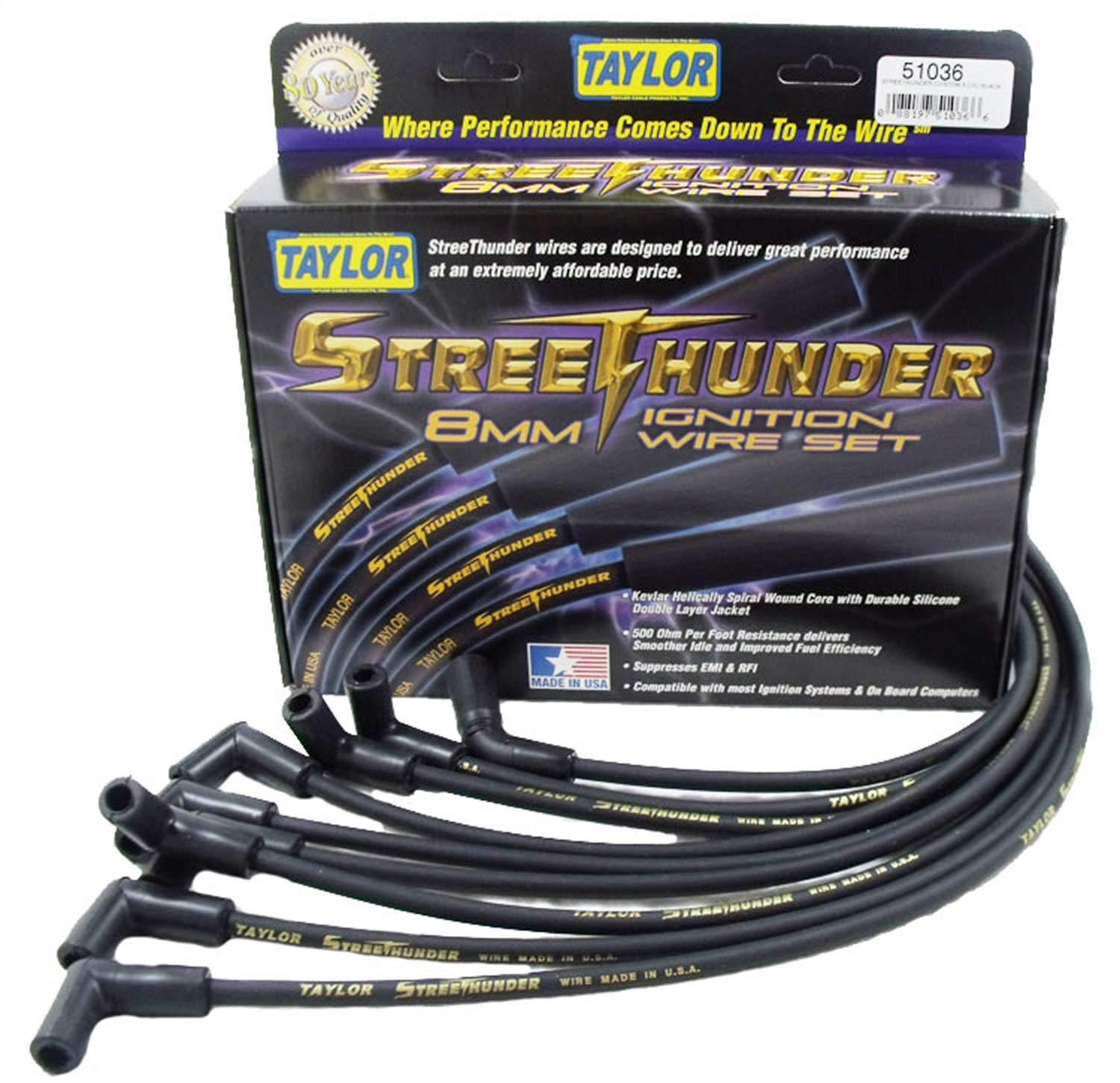 Taylor Cable 51036 Ignition Wire Set, 1 Pack, Black