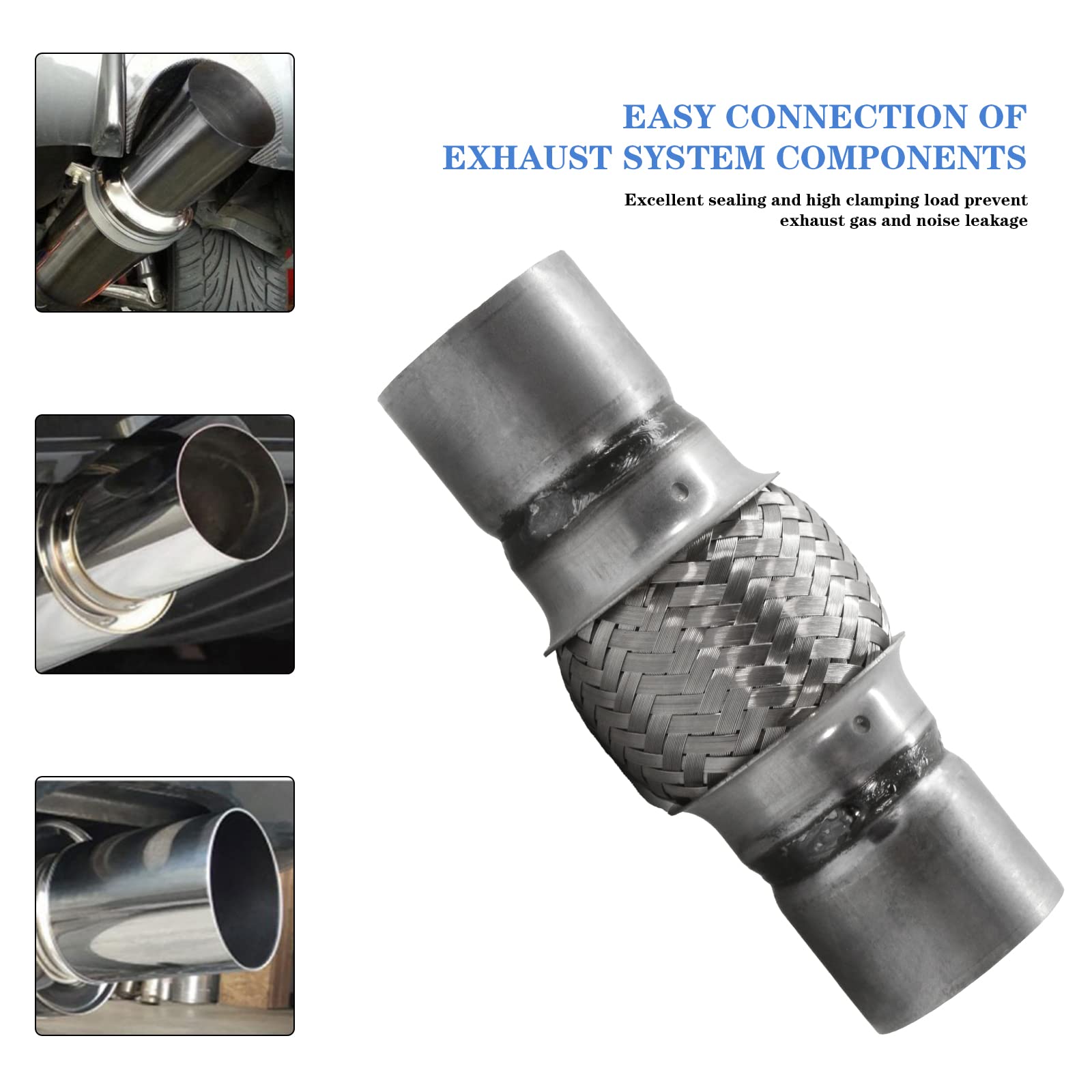 Rp Remarkable Power, Rk7539-2.25'' X 4'' Heavy Duty Stainless Steel Exhaust Flex Pipe 8'' Ol