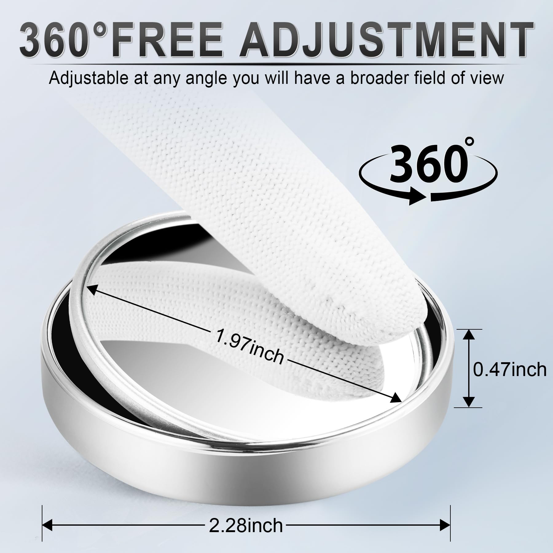 Livtee Blind Spot Mirror, 2'' Round Hd Glass Frameless Convex, 2Pack Side Mirror Blind Spot, Rear View Mirrors Exterior Accessor