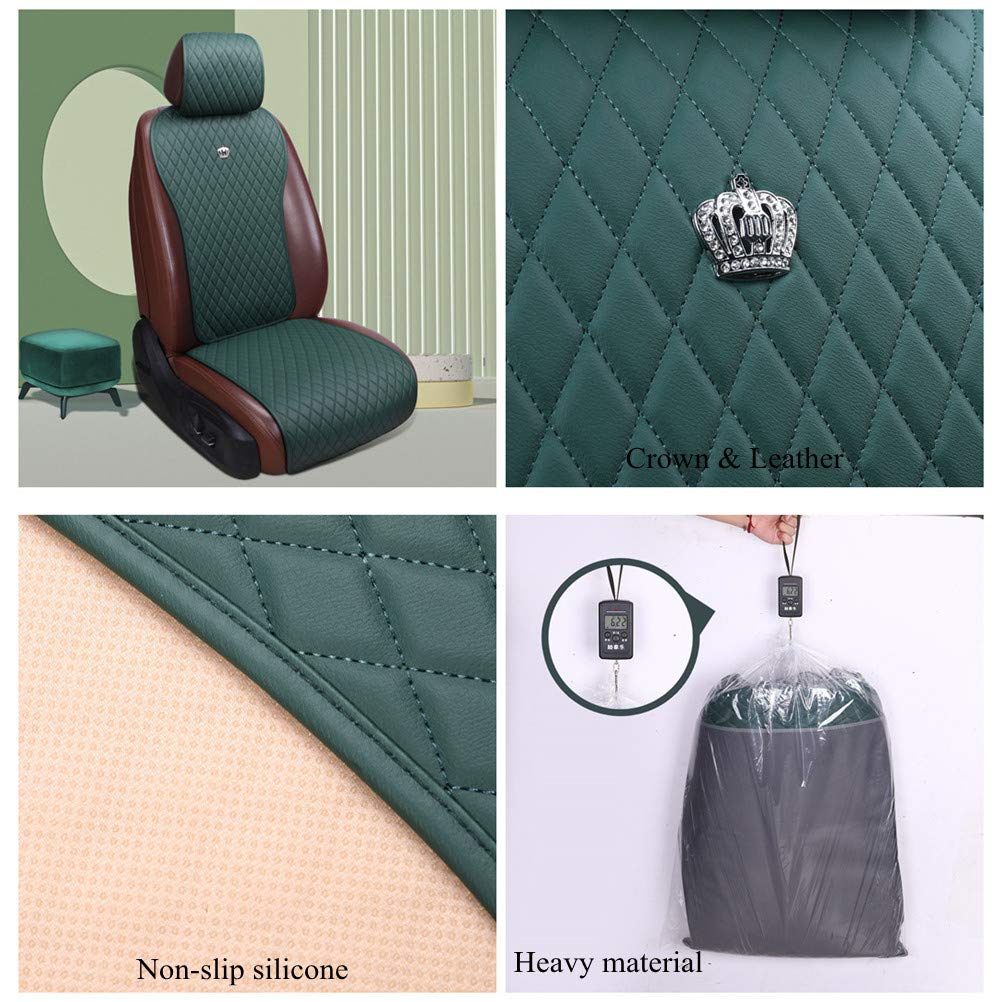 Red Rain Universal Seat Covers For Cars Leather Seat Cover With Crown Army Green Seat Covers 2/3 Covered 11Pcs Fit Car/Auto/Suv