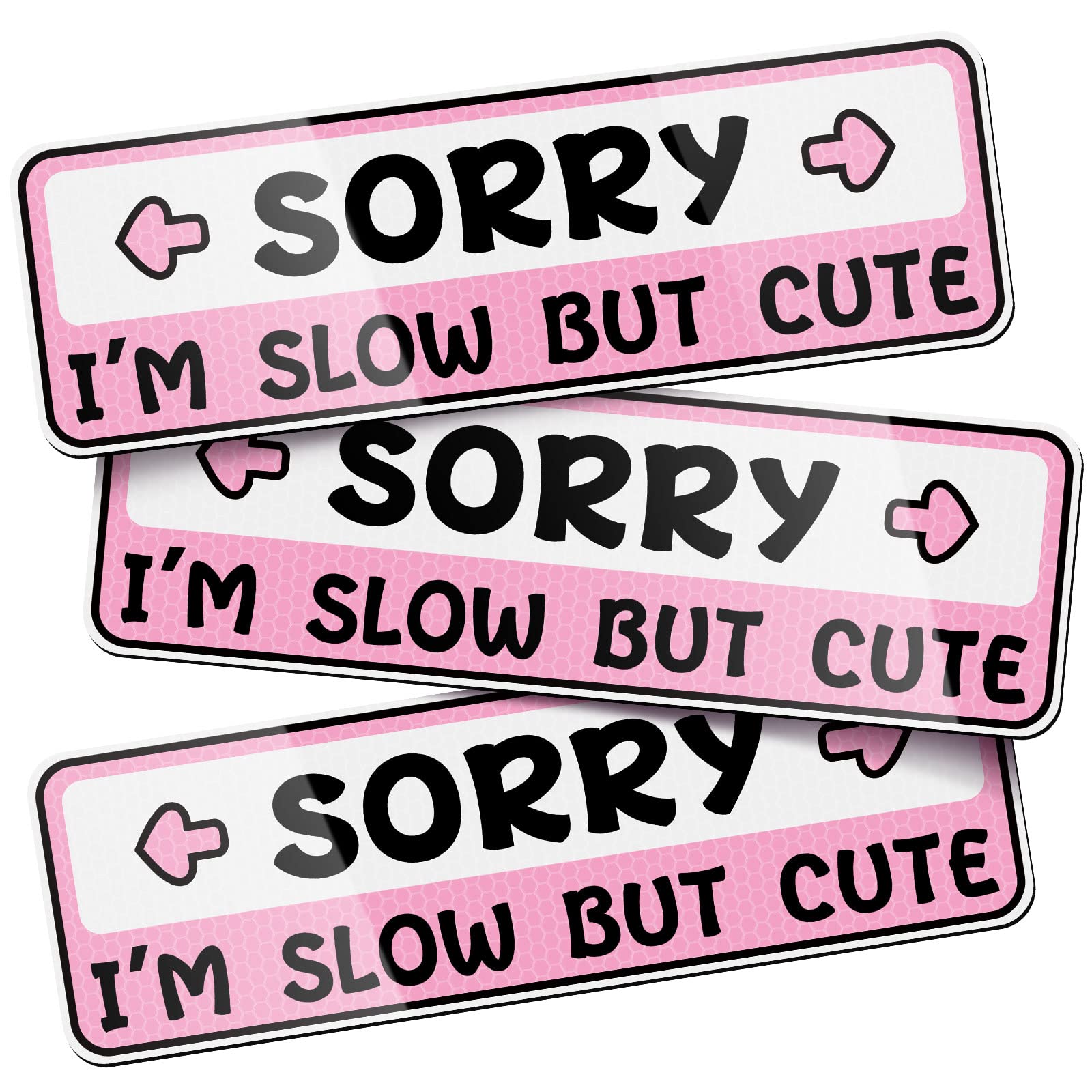 3 Pcs Car New Driver Magnet Sorry I'M Slow But Cute Stickers Student Driver Magnet Car Signs For The Novice Or Beginner Safety Sign Bumper Magnet Car Vehicle Reflective Sign Sticker For New Drivers
