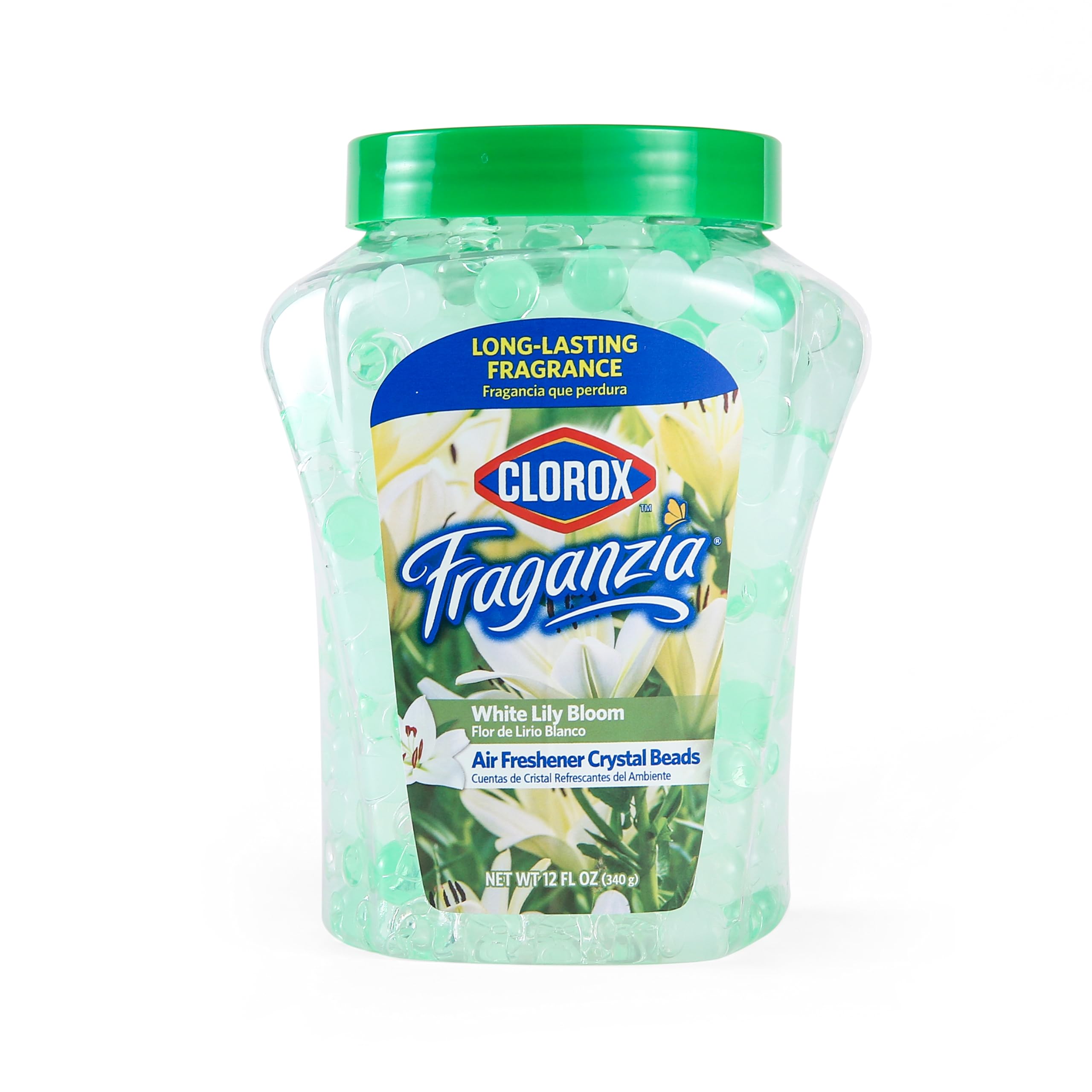 Clorox Fraganzia Air Freshener Crystal Beads White Lily Bloom 12oz Jar LongLasting Air Freshener Beads Easy to Use Vented Jar Ai