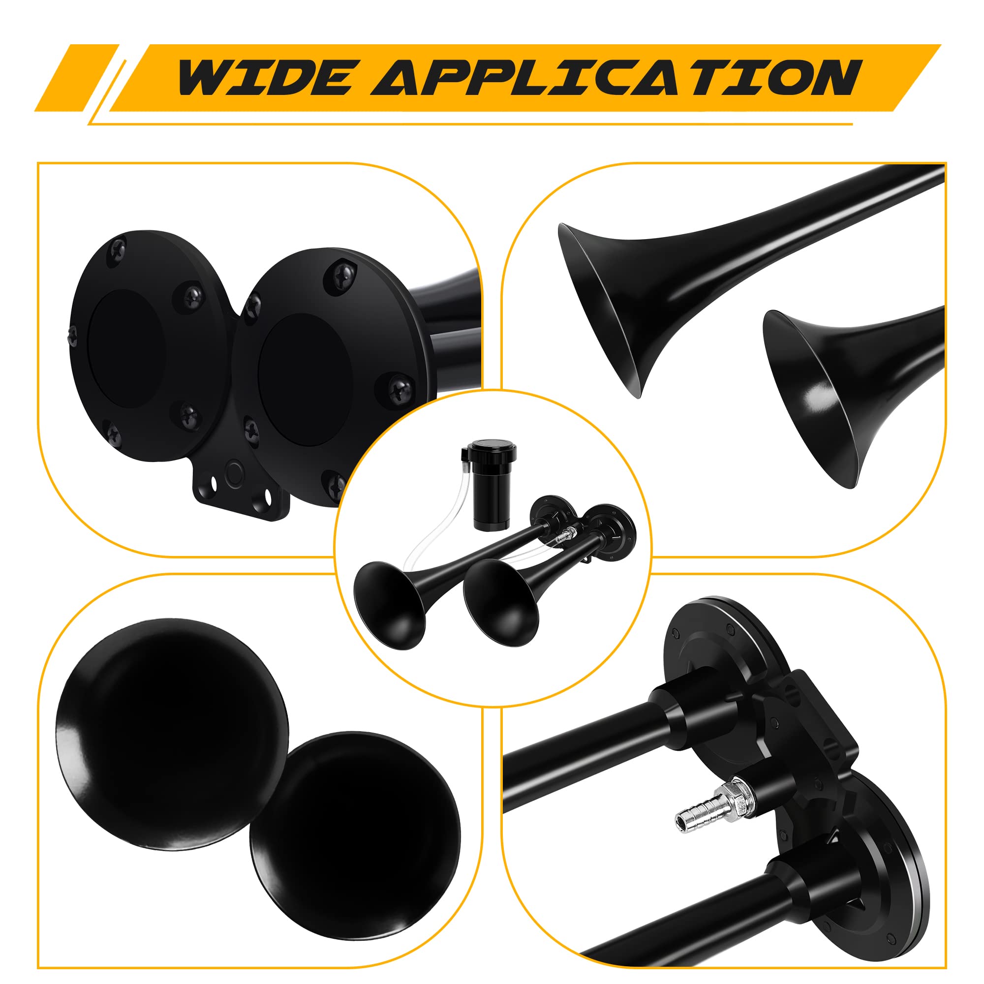 12V Air Horn Kit, Super Loud Train Horn for Truck, Air Horn Dual Truck Horn with Compressor for 12V Vehicles Trucks Pickup Train