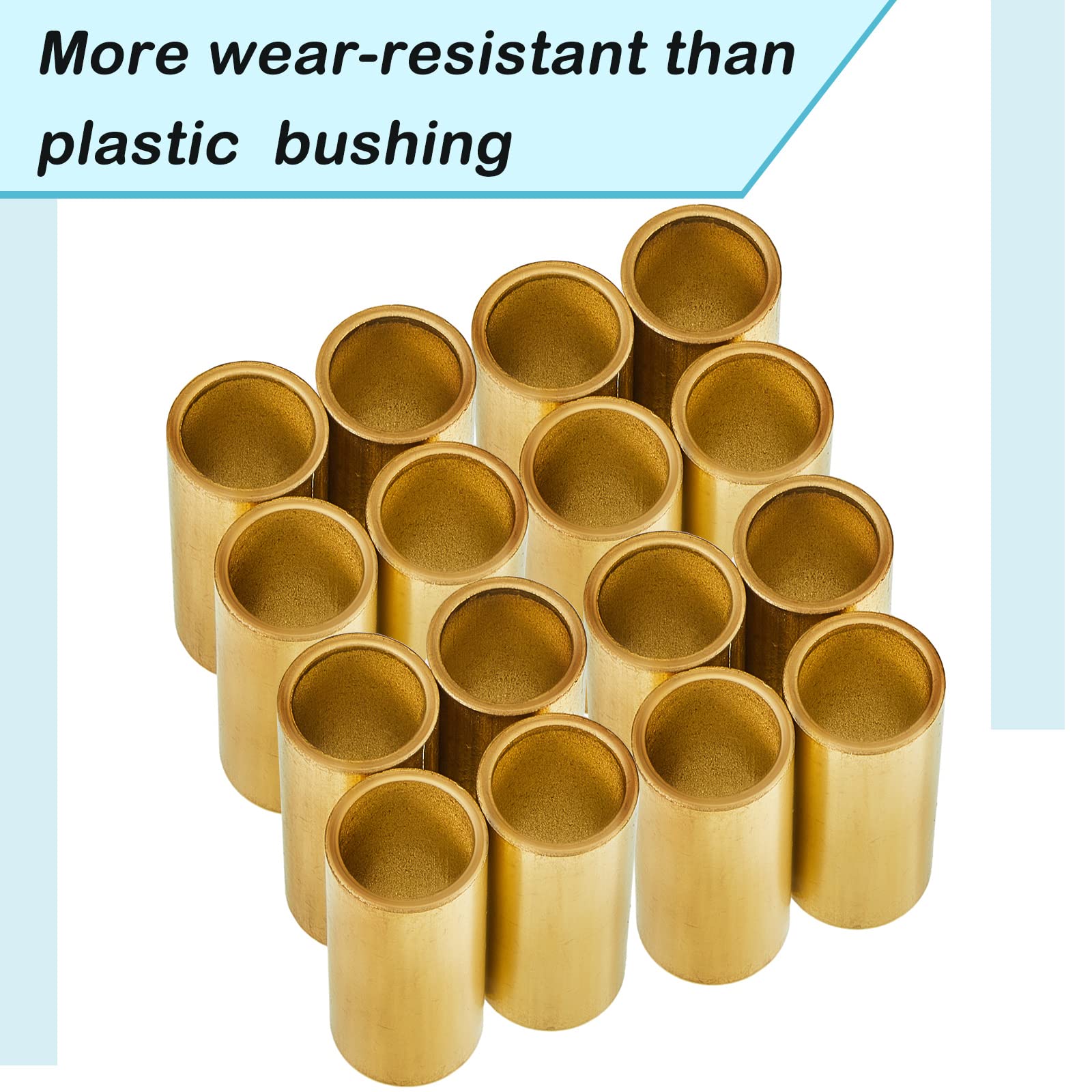 Dunzy 16 Pcs Trailer Leaf Spring Bushing Kit Shackle Bushings Brass Bushings Trailer Axle Bushing Tools For Trailer Axle Replace Double Eye Springs, Id 9/16' Od 11/16' (Bronze)