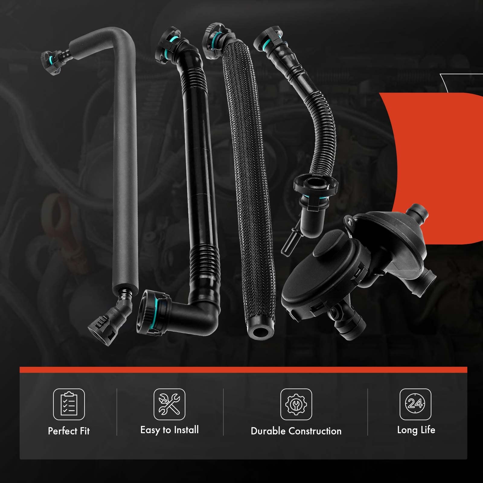 A-Premium 5 PCS Crankcase Vent Valve Breather Hose Kit (PCV) Ventilation Separator Compatible with BMW Models - E36 E46 E39 E60-320i 320Ci 323i 325i 325Ci 328i 328Ci 330i 330xi 525i 528i 530i X3 Z3