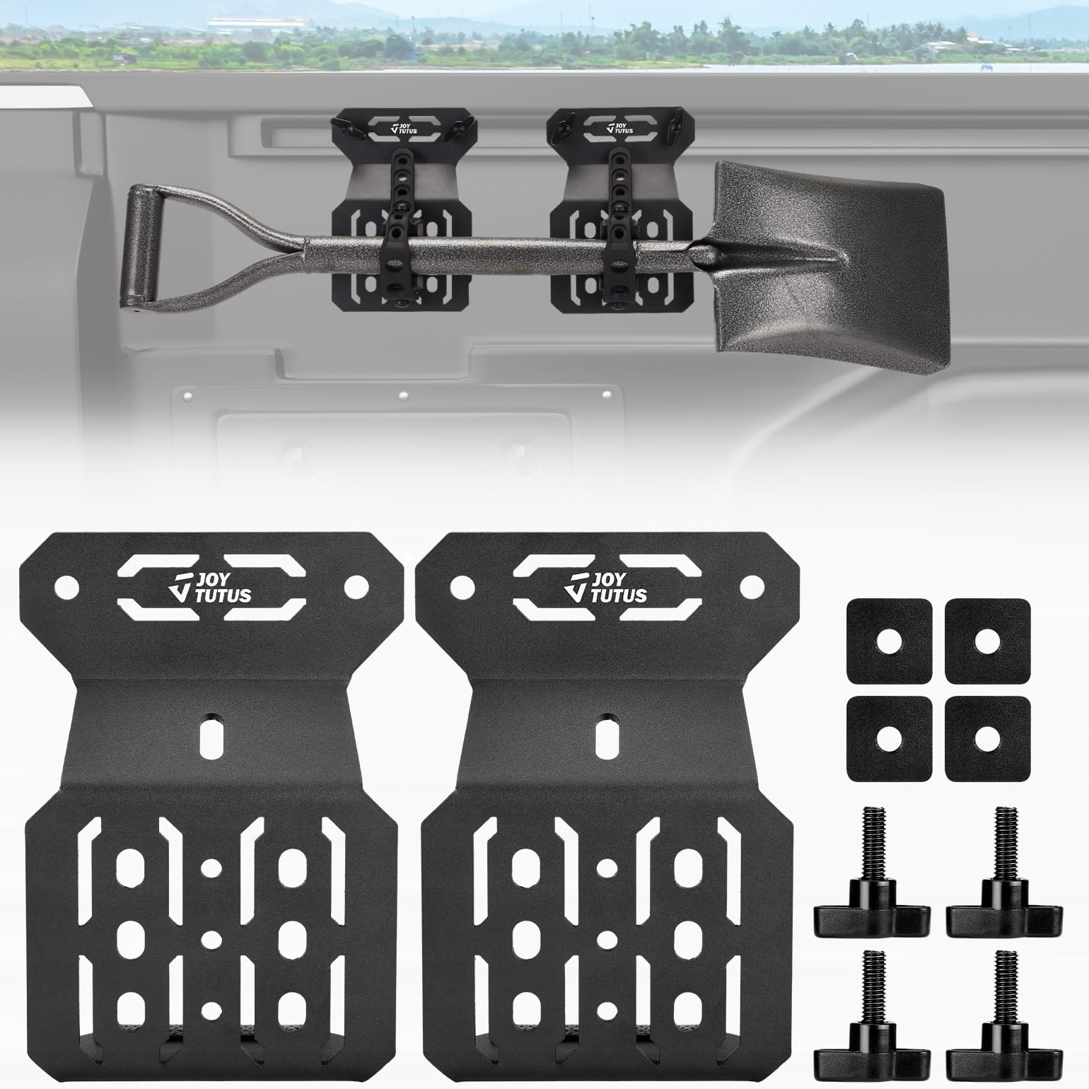 JOYTUTUS Bed Rail Mount Brackets Compatible with Tacoma, Bed Rail Modular System for Shovels, Axe, Recovery Boards, Fuel Cans & 