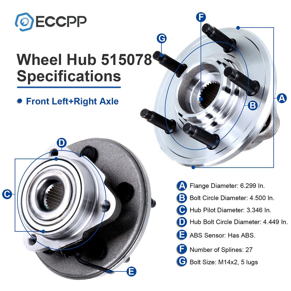 ECCPP Wheel Hub and Bearing Assembly Front 515078 fit Ford Explorer Sport Trac Mercury Mountaineer 06 07 08 09 10 wheel hub 5 lu