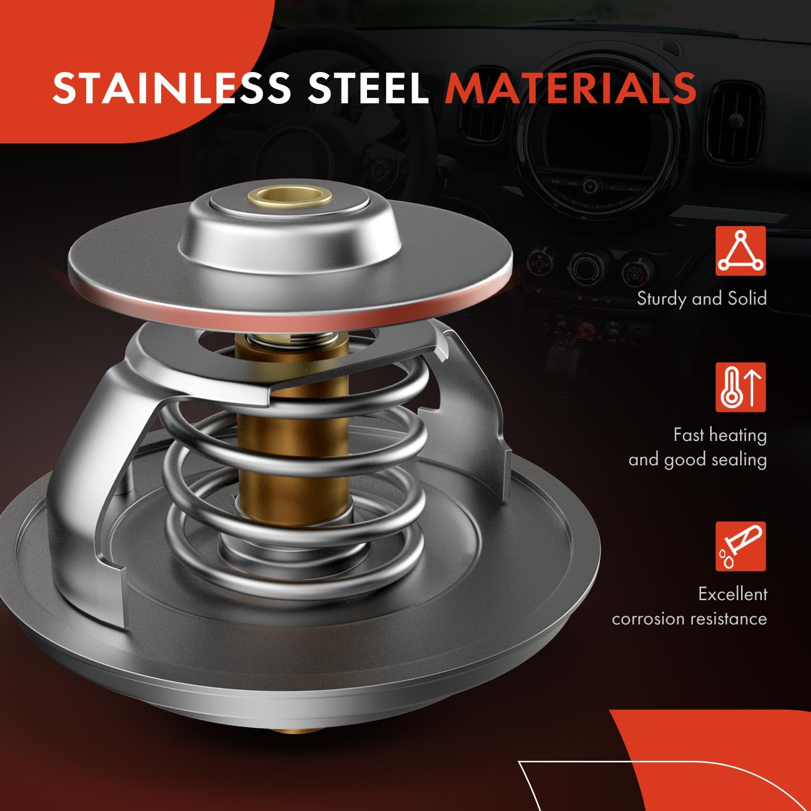 A-Premium Engine Coolant Thermostat and Housing Assembly - 8Cyl, 4.3L 5.3 6.2L - Compatible with Chevy, GMC, Cadillac Vehicles -