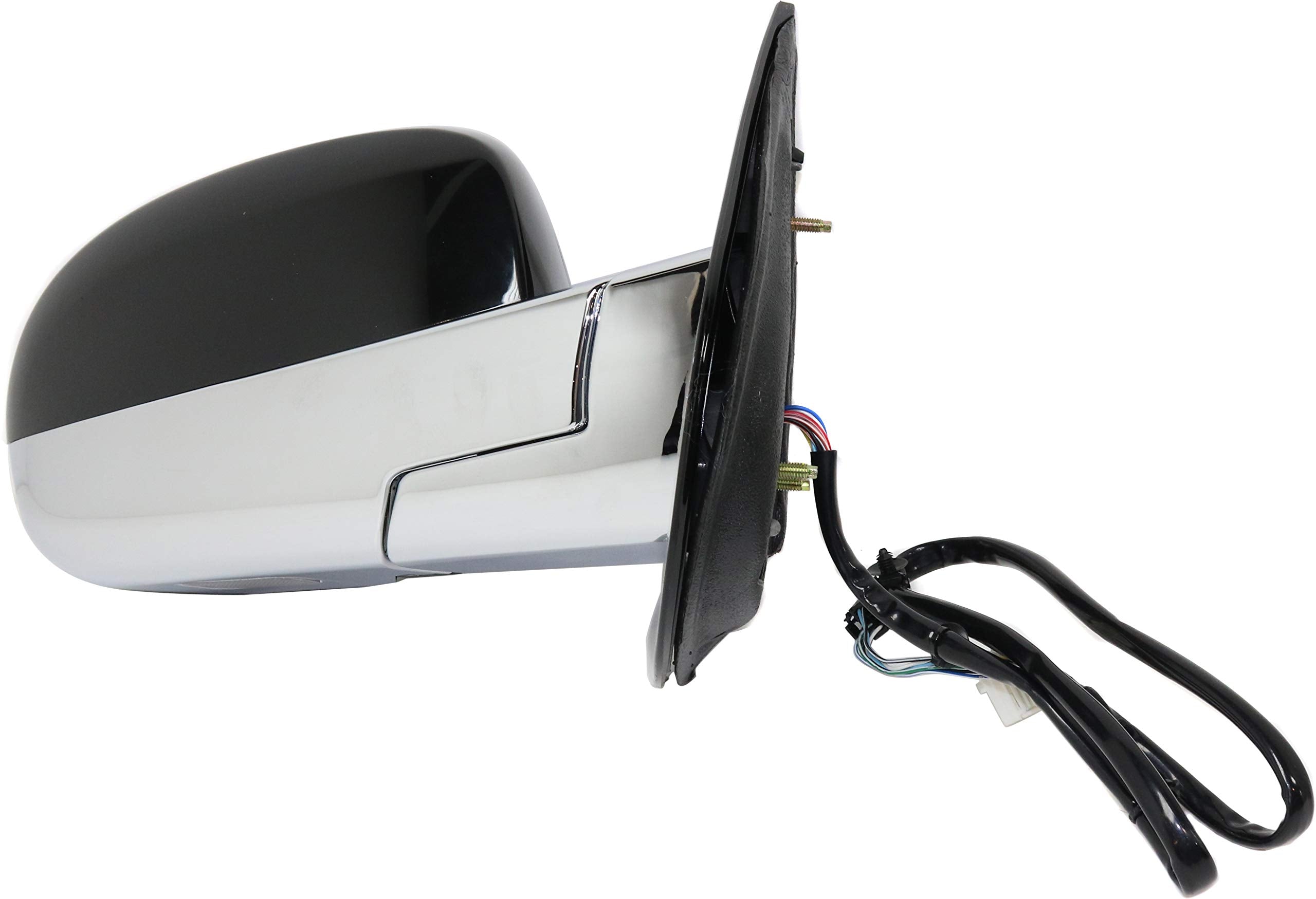 Kool Vue Driver Side Power Heated Mirror for Cadillac Escalade Escalade ESV 2007-2014 Power Fold With Signal Light, Memory & Puddle Lamp; Without Blind Spot Monitor Chrome