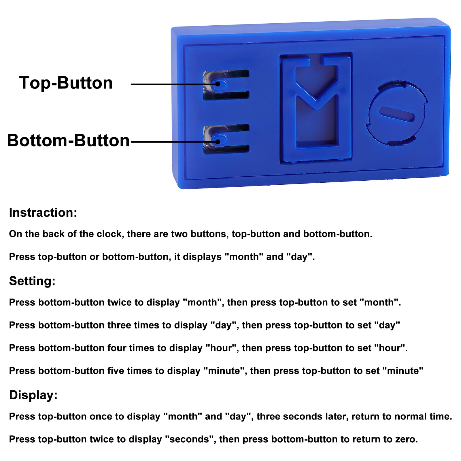 Youngfly 3Pcs Small Digital Clock, Vehicle Adhesive Clock With Jumbo Lcd Time & Day Display, Mini Car Dashboard Clock Battery Op