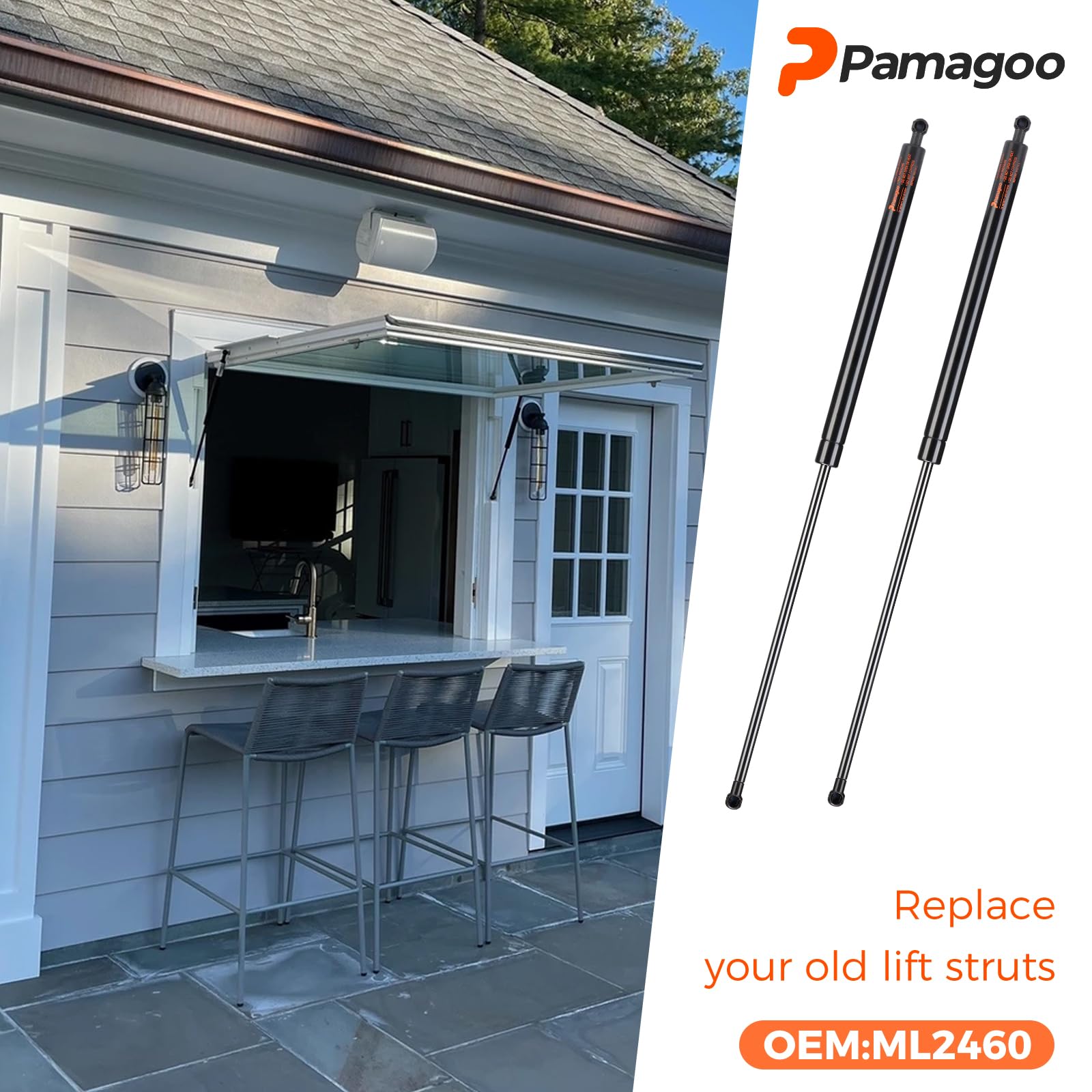 Pamagoo C1610198 36 Inch 60Lb/267N C16-10198 Gas Strut,36'' Shock For Custom Window Lid Rv Bed Storage Heavy Duty Basement Door