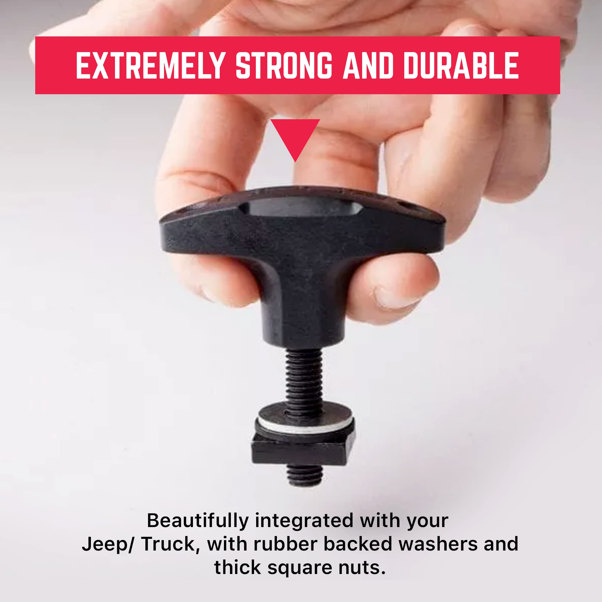 GPCA Quick-Release Tie Down Anchor & D-Plate Set for Jeep Wrangler, Truck Tie Downs, 6 Pack, Fits JL, JK, 4xe, Hard Tops, T Handle