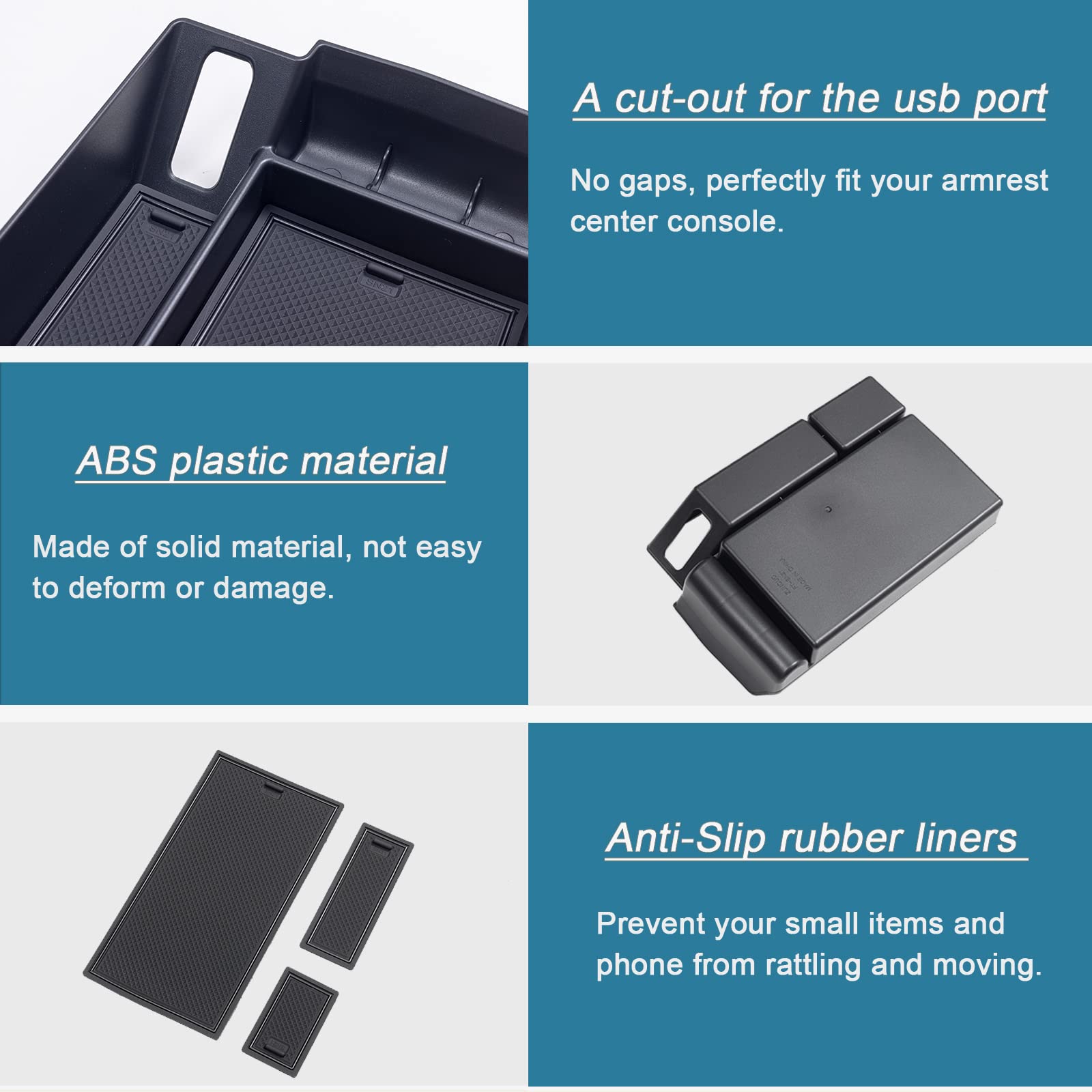 TOPINSTALL Center Console Organizer for 2021-2025 Toyota Sienna, ABS Plastic, Black, Model: Console Tray, V1 Center Console Tray