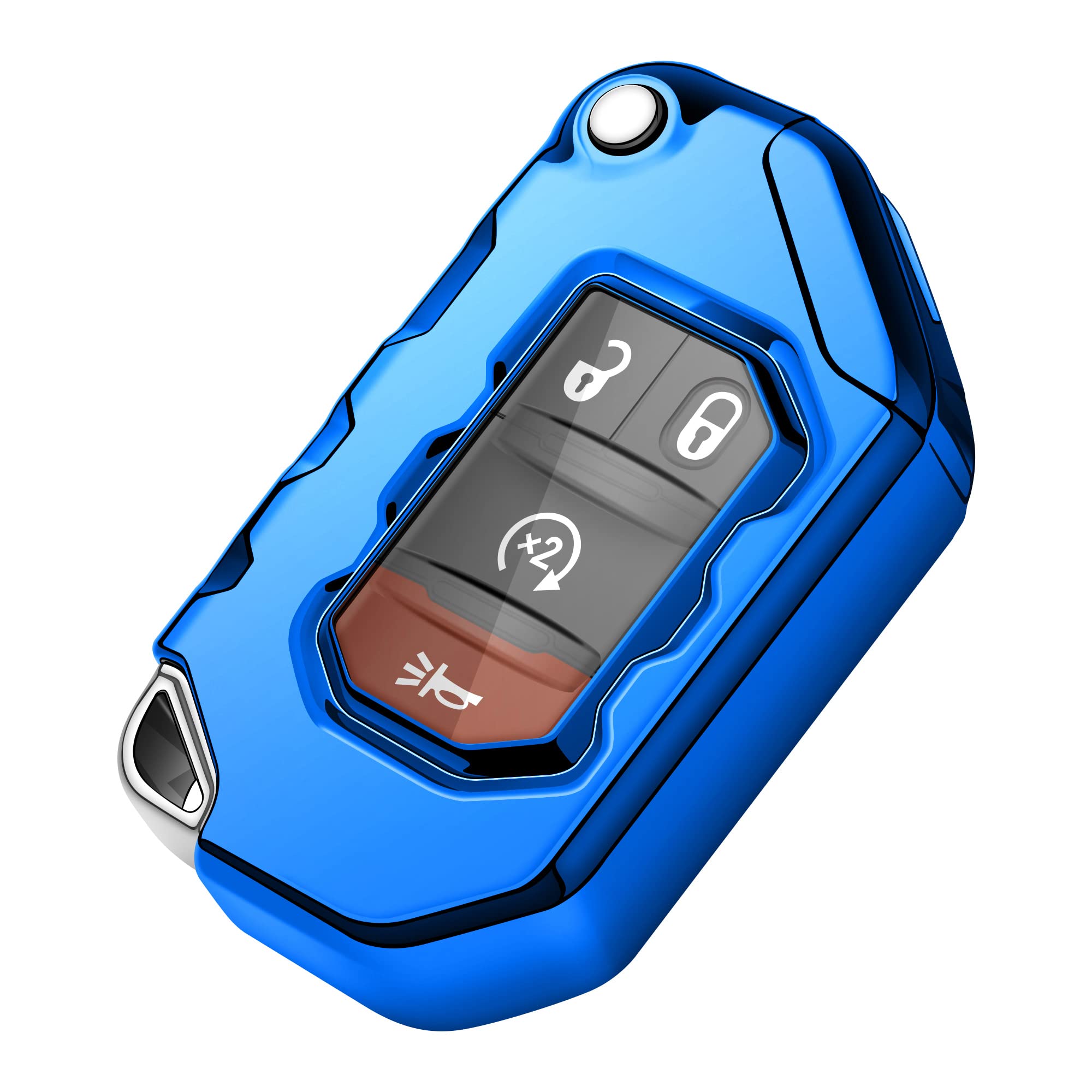 Tukellen For Jeep Key Fob Cover Premium Soft Full Protection Key Shell Key Case Compatible With Jeep 2020 2021 Gladiator Jt Sahara Jlu 2018-2021 Jeep Wrangler Jl Jlu Rubicon(Blue)