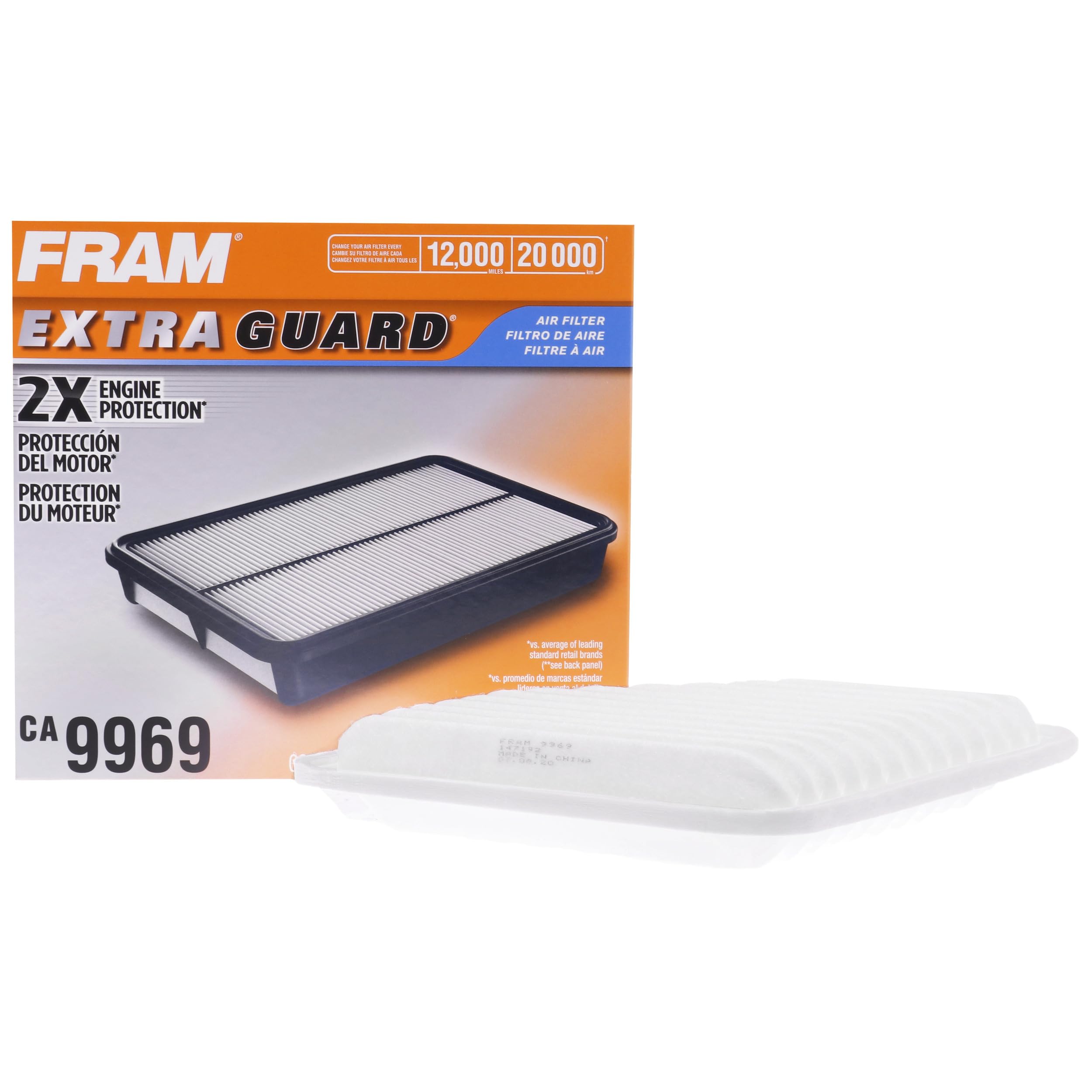 FRAM Extra Guard CA9969 Replacement Engine Air Filter for Select Chevrolet and Pontiac Models, Provides Up to 12 Months or 12,00