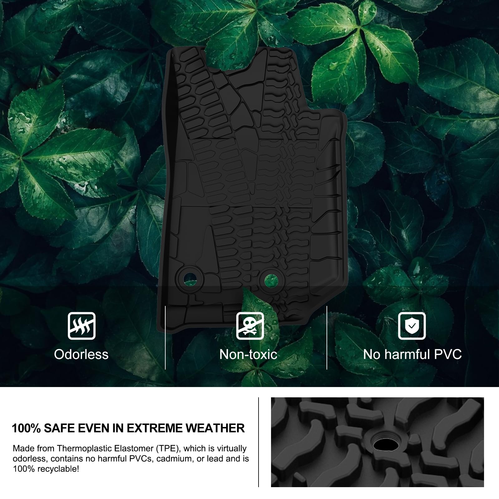 Kiwi Master Floor Mats For 2014-2018 Jeep Wrangler Jk 4-Door Oem Replacement 82213860 All Weather Mat Front Rear 2 Row Tpe Slush