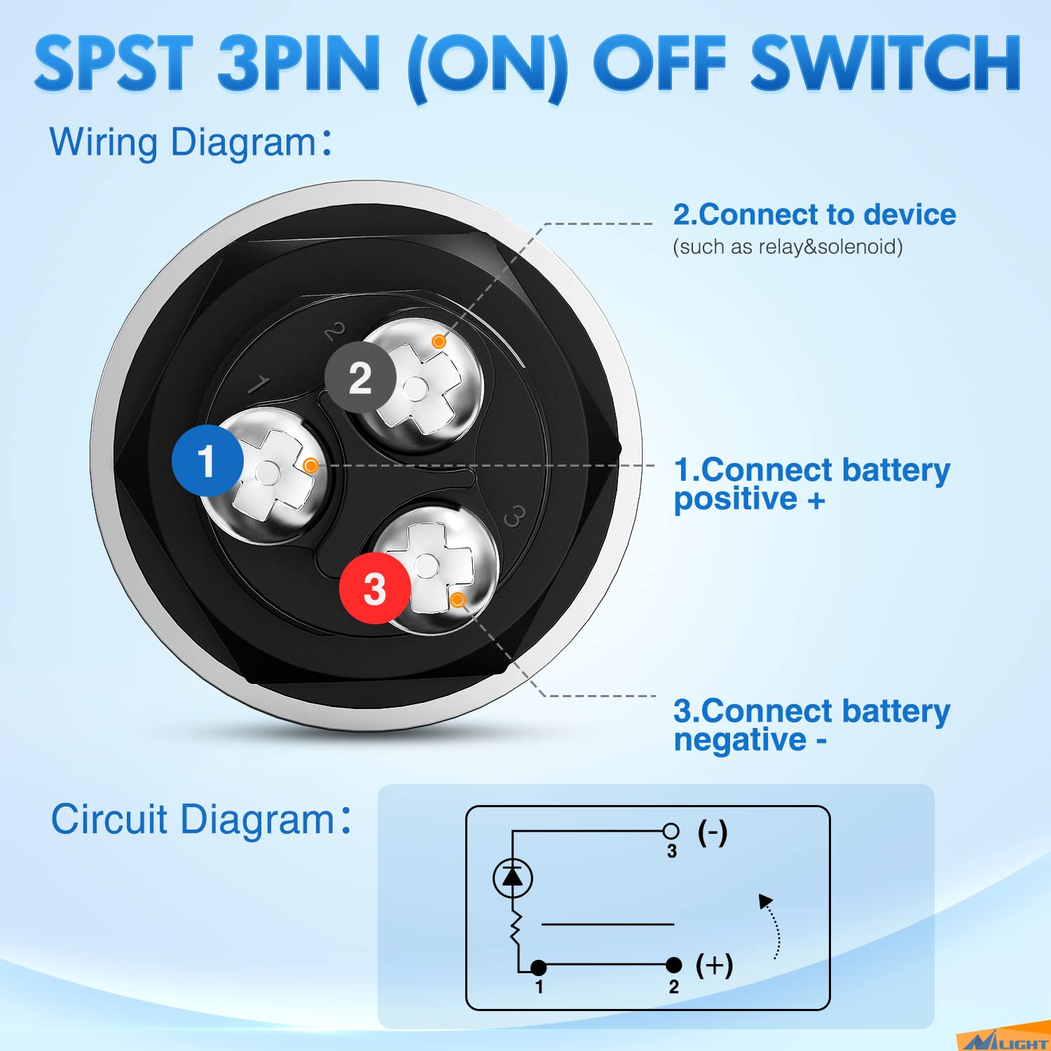 Nilight Start Engine Button 12V Dc 50A Spst On Off Momentary Switch Blue Car Start Engine Button Stater Push Start Ignition Swit