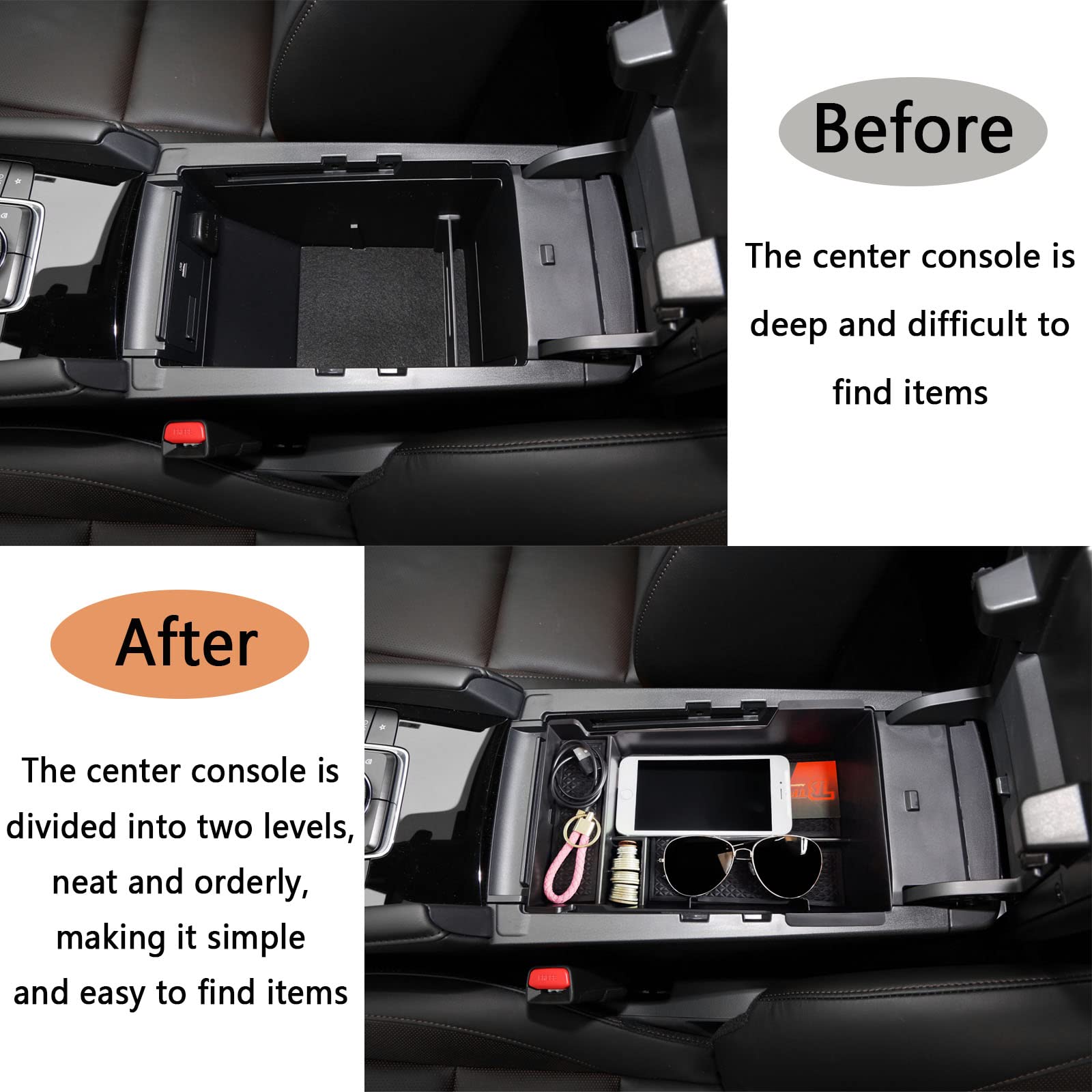 Tacorbo Center Console Organizer Compatible With Mazda 3 Accessories 2025 2024 2023 2022 2021 2020 2019 Axela Insert Tray, Armrest Secondary Storage Box,Black Trim