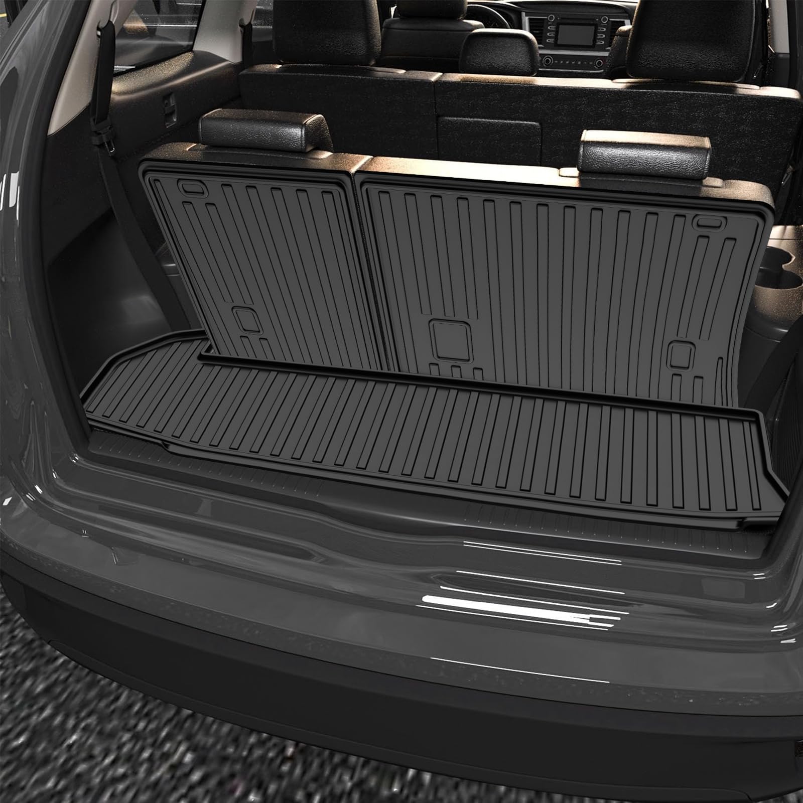 Aomsazto Cargo Mat Compatible With 2014-2019 Toyota Highlander Cargo Liner With Backrest Mat For 7 Seat Highlander Accessories (