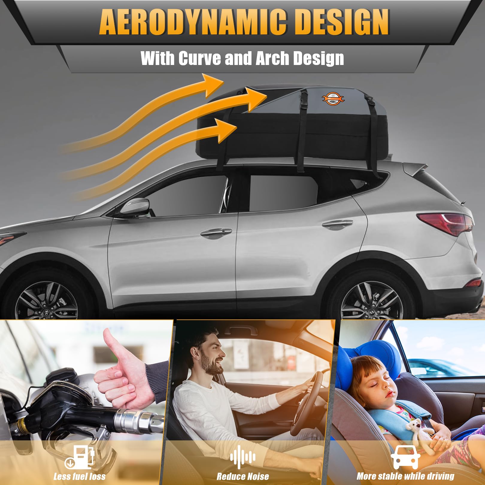 Sailnovo Car Rooftop Cargo Carrier Bag Waterproof 20 Cubic Feet For Top Of Vehicle With/Without Roof Rack Car Top Carrier With 6