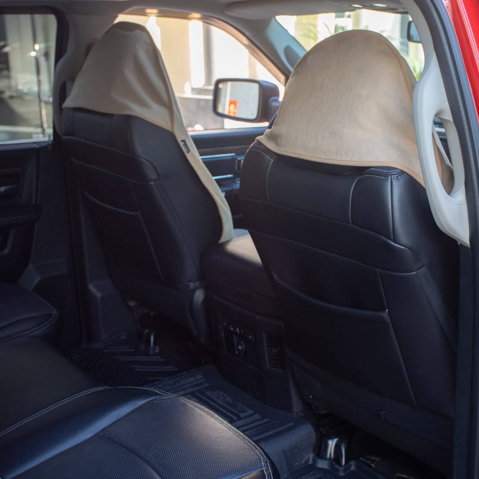 Leader Accessories 2Pcs Beige Waterproof Towel Auto Car Seat Cover Protector Machine Washable - Fit Yoga Running Crossfit Athlet