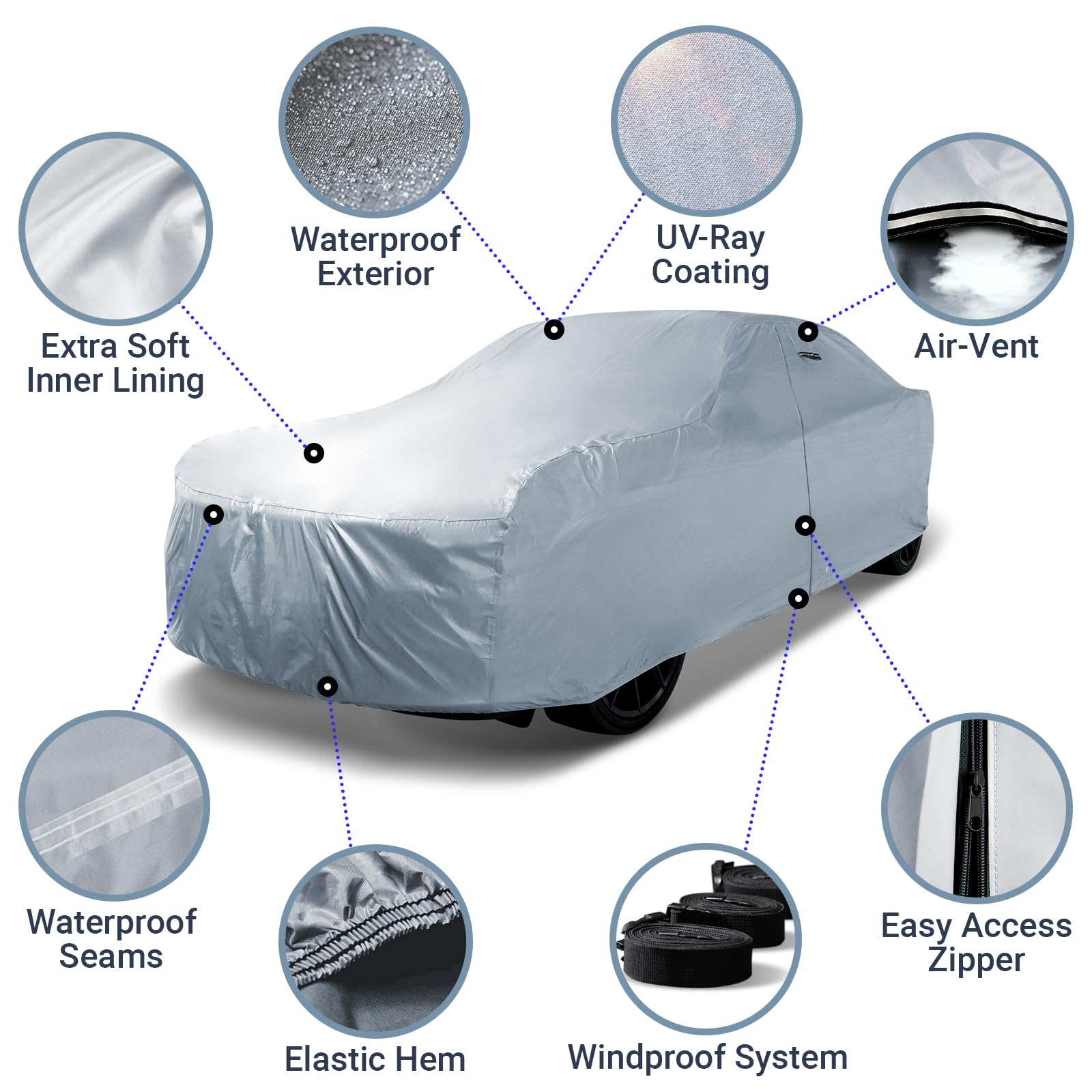 Icarcover 18-Layer Car Cover Waterproof All Weather, Premium Quality Car Covers For Automobiles, Uv Protection, El Camino, Monte