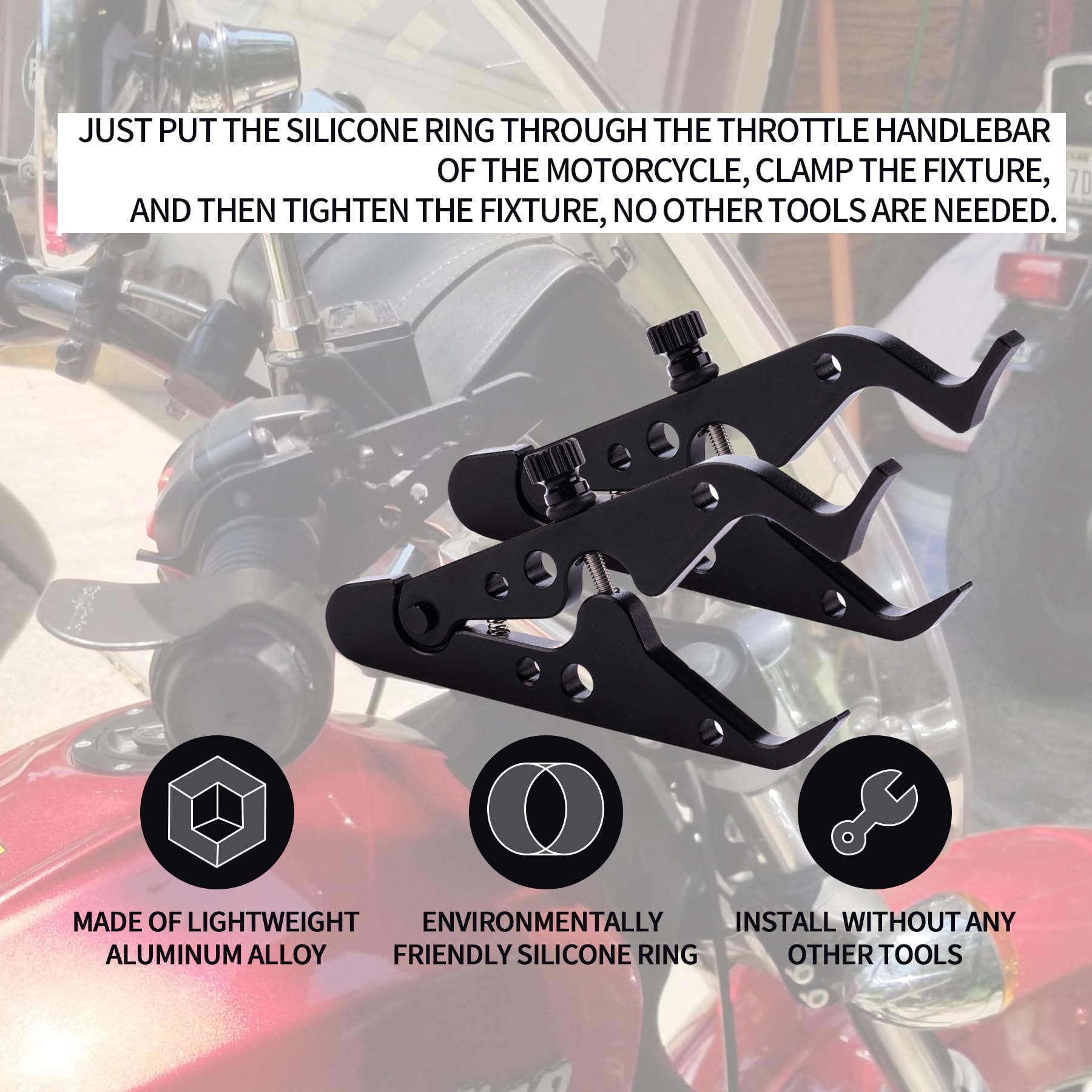 Mrelc Motorcycle Cruise Control, Motorcycle Throttle Lock, Universal Lightweight Hand Grip Lock Clamp,Throttle Assist Wrist, With Silicone Ring Protect Throttle Control System For Most Atv Motorcycle